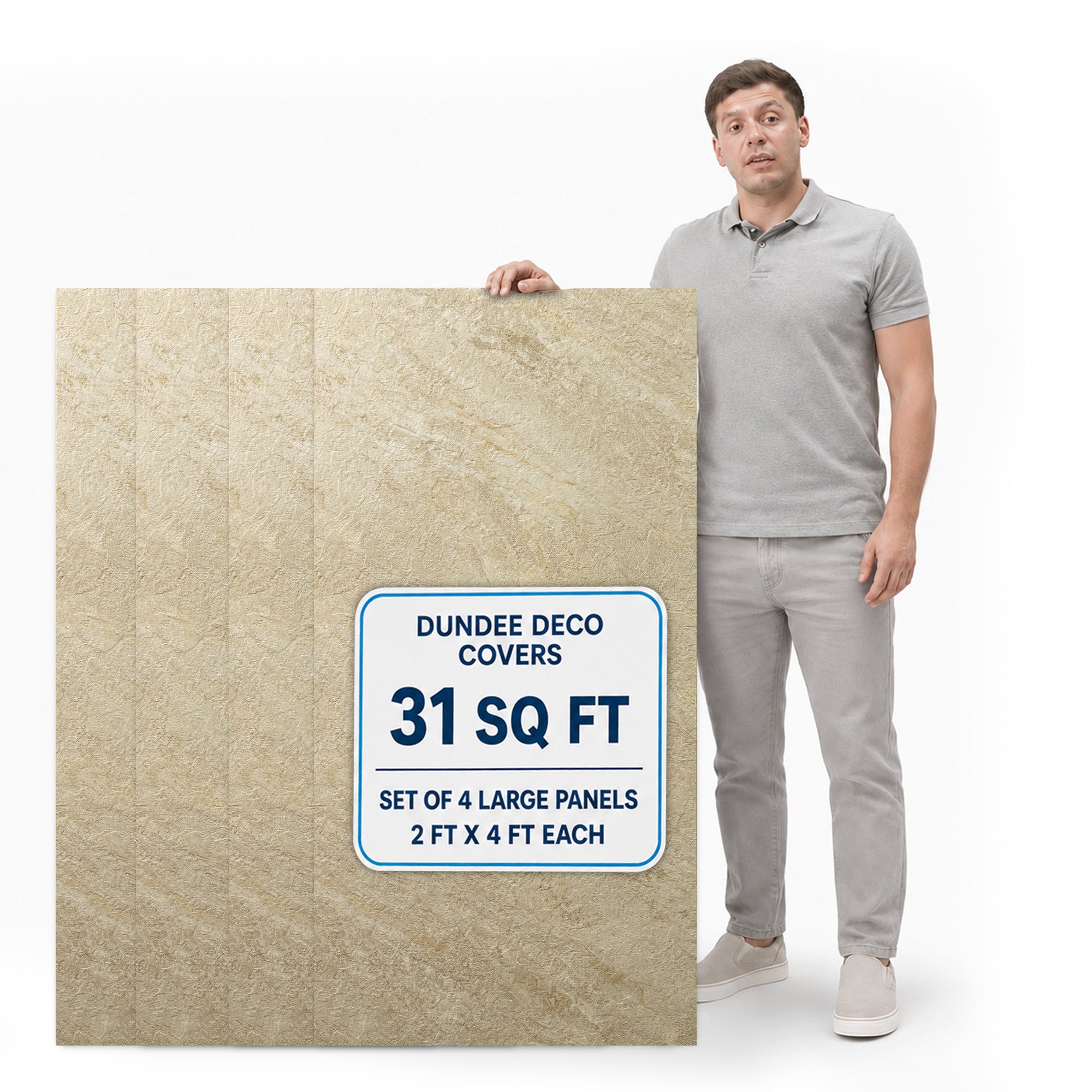 Faux Stone Wall Panels - 2 ft X 4 ft - Waterproof, Matte Textured, DIY Friendly Indoor Wall Cladding  - Tan, Brown