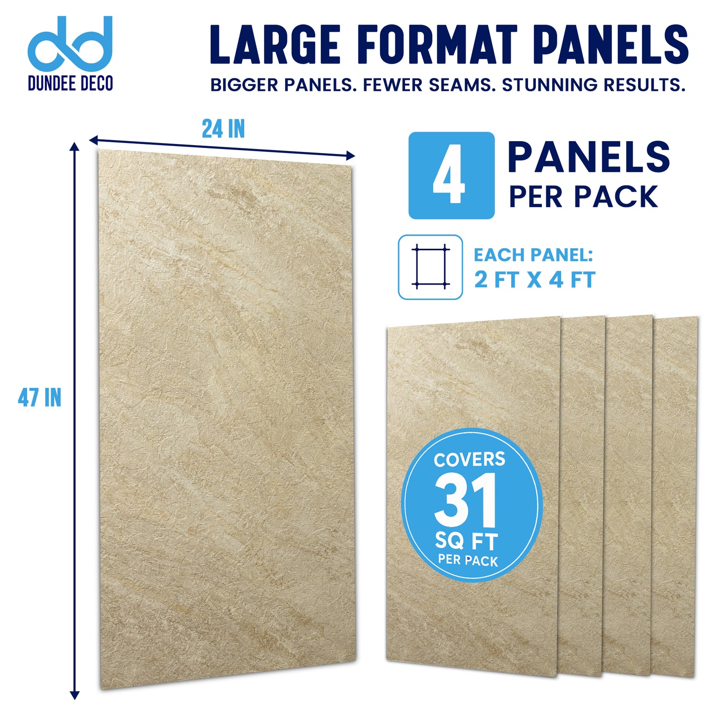 Faux Stone Wall Panels - 2 ft X 4 ft - Waterproof, Matte Textured, DIY Friendly Indoor Wall Cladding  - Tan, Brown