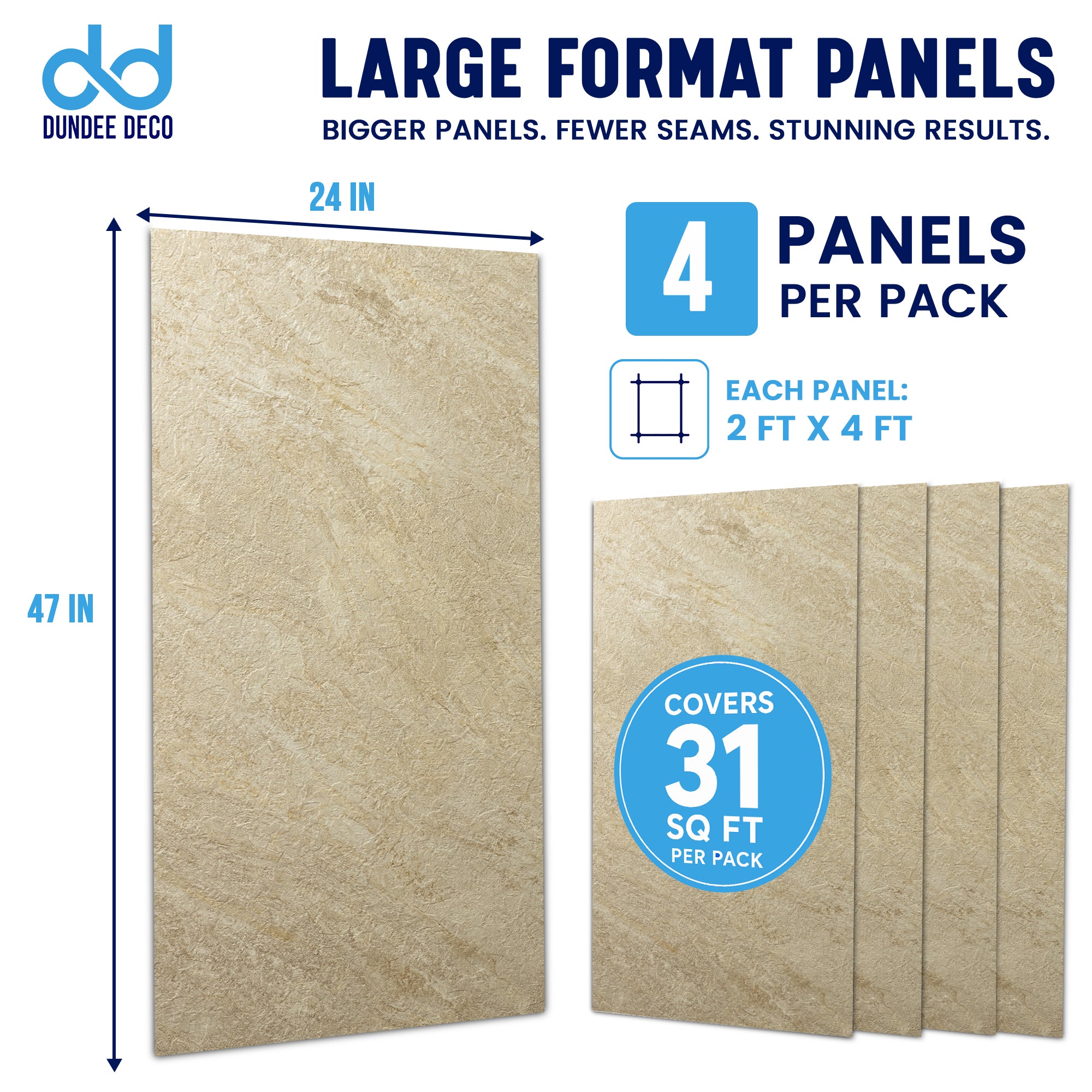 Faux Stone Wall Panels - 2 ft X 4 ft - Waterproof, Matte Textured, DIY Friendly Indoor Wall Cladding  - Tan, Brown