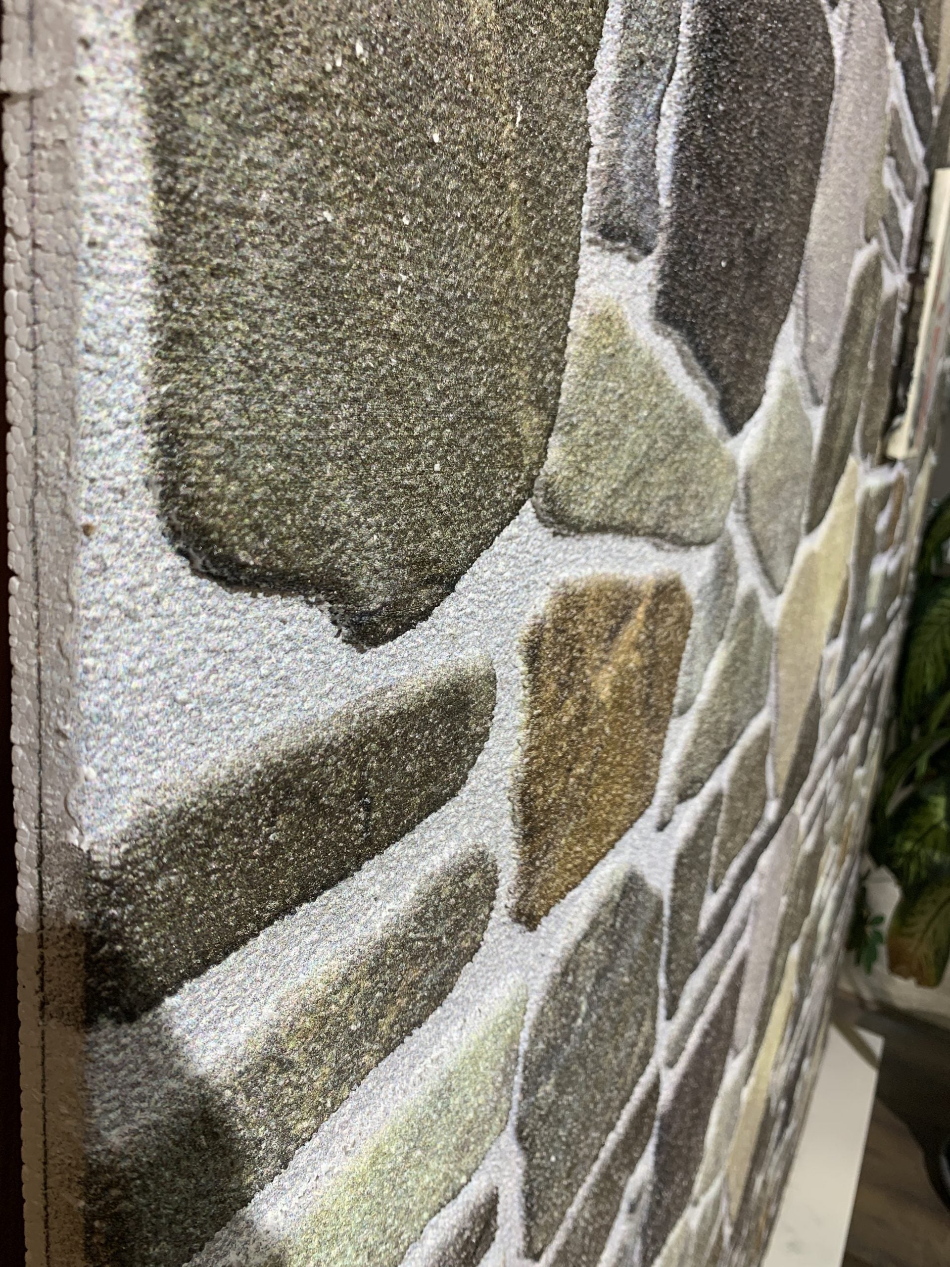 Outlet Charcoal Green Beige Stone Look Wall Paneling, Styrofoam Facing, Single Panel, Covers 5.4 sq ft