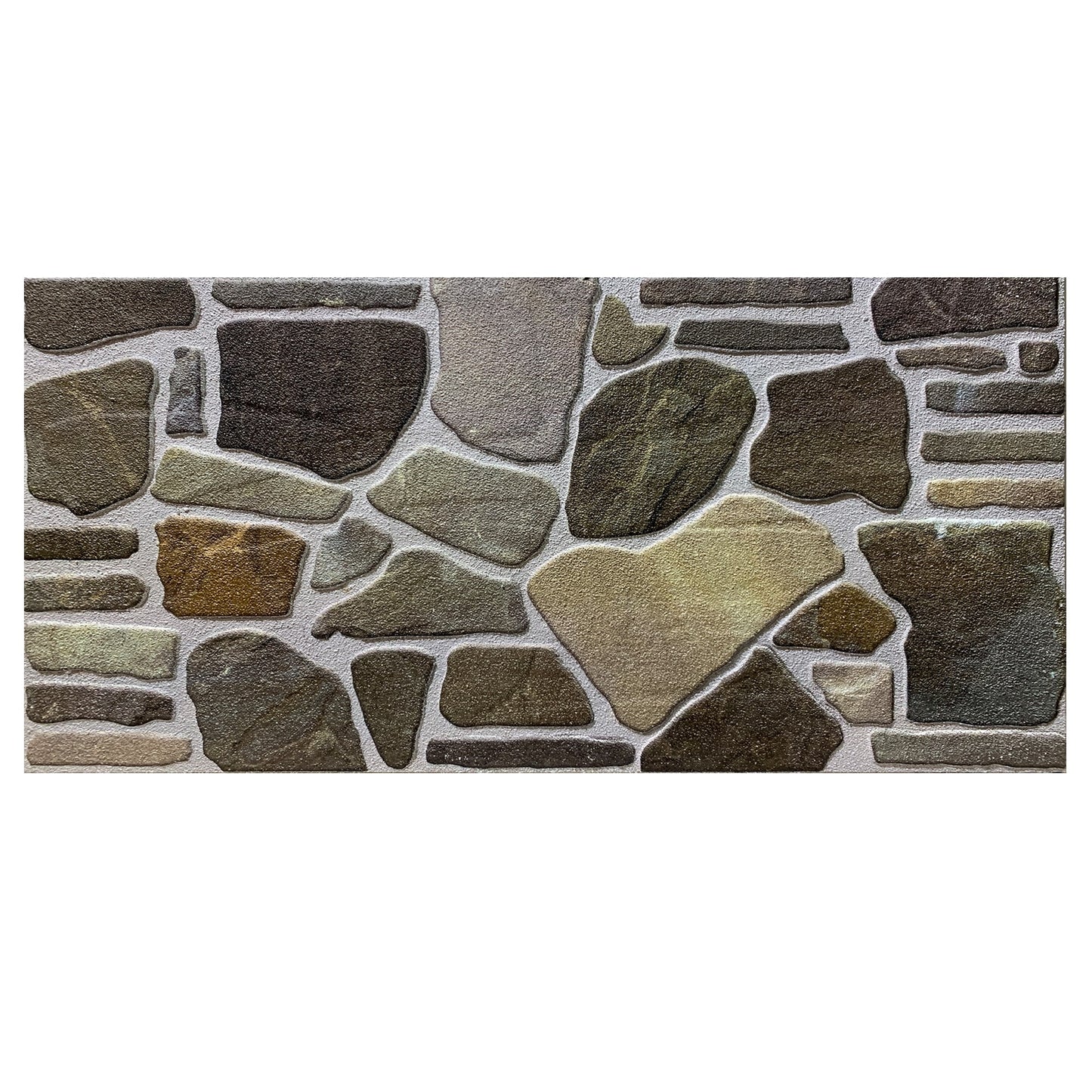 Outlet Charcoal Green Beige Stone Look Wall Paneling, Styrofoam Facing, Single Panel, Covers 5.4 sq ft