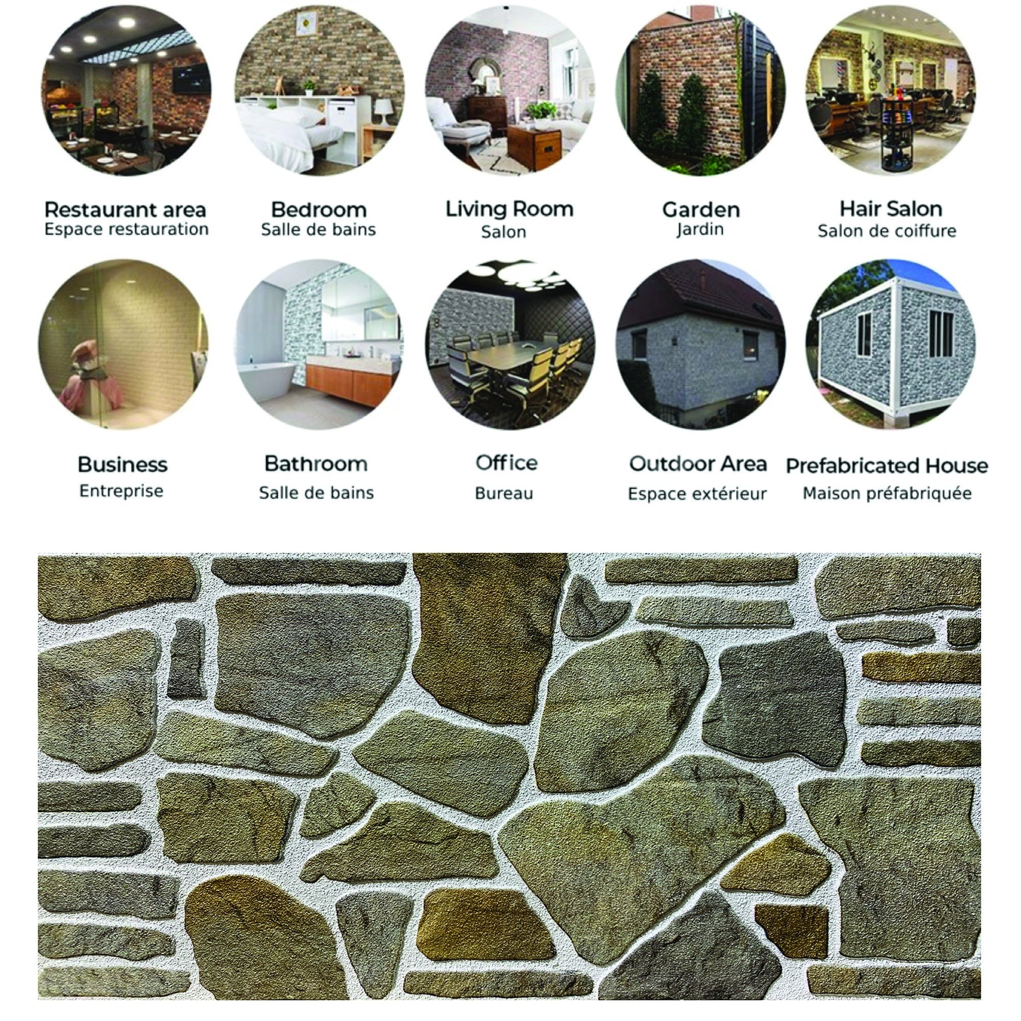 Dundee Deco 3D Wall Panels - Cladding, Grey Caramel White Stone Look Wall Paneling, Styrofoam Facing for Interior and Exterior Applications, DIY, Set of 10, Covers 54 sq ft