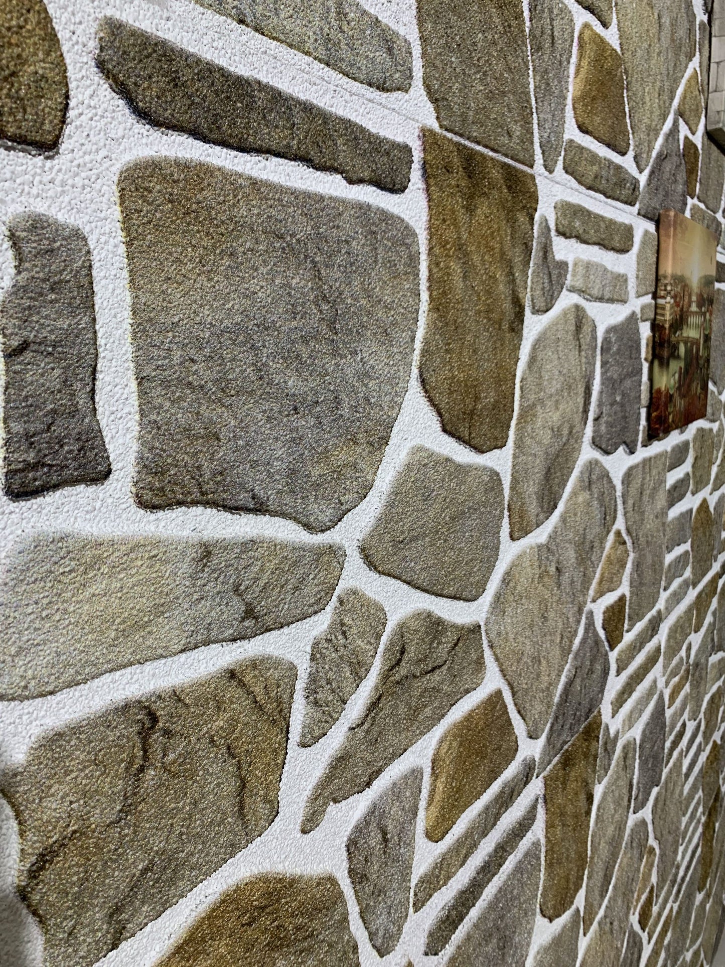 Outlet Grey Caramel White Stone Look Wall Paneling, Styrofoam Facing, Single Panel, Covers 5.4 sq ft