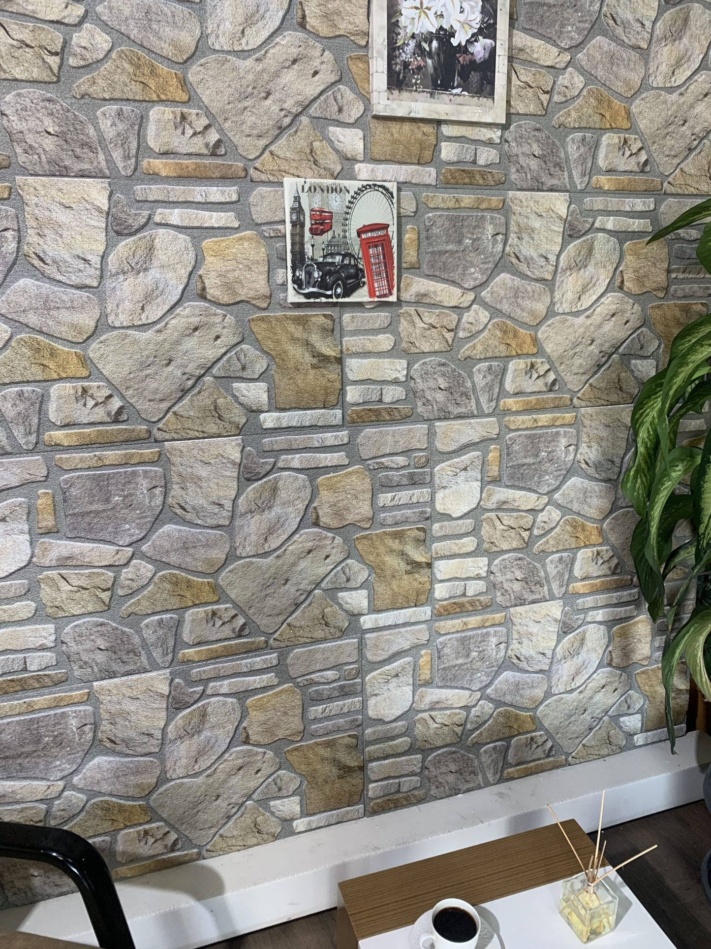 Outlet Grey Gold Stone Look Wall Paneling, Styrofoam Facing, Single Panel, Covers 5.4 sq ft