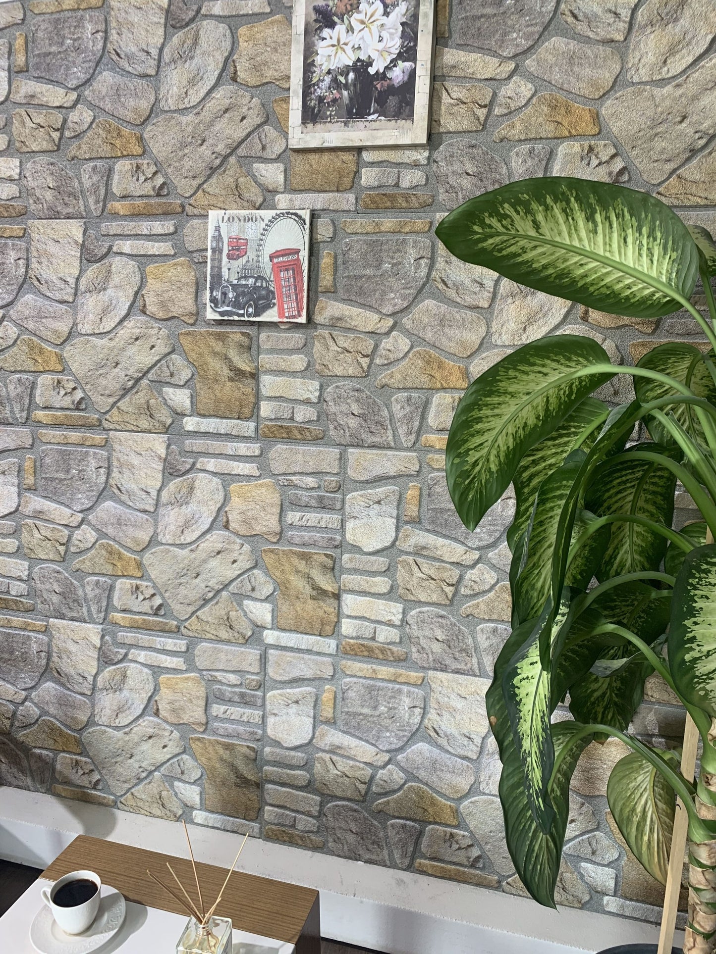 Outlet Grey Gold Stone Look Wall Paneling, Styrofoam Facing, Single Panel, Covers 5.4 sq ft