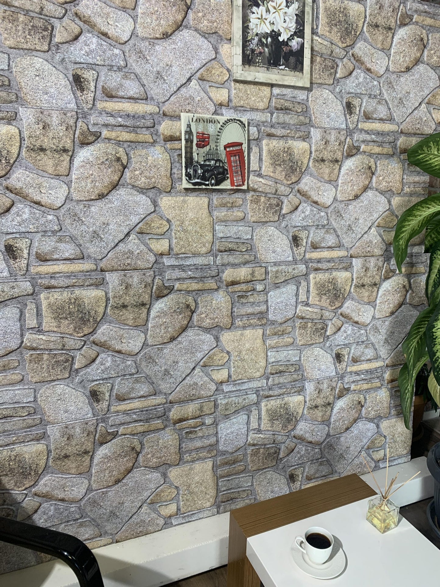 Outlet Gold Lilac Stone Look Wall Paneling, Styrofoam Facing, Single Panel, Covers 5.4 sq ft