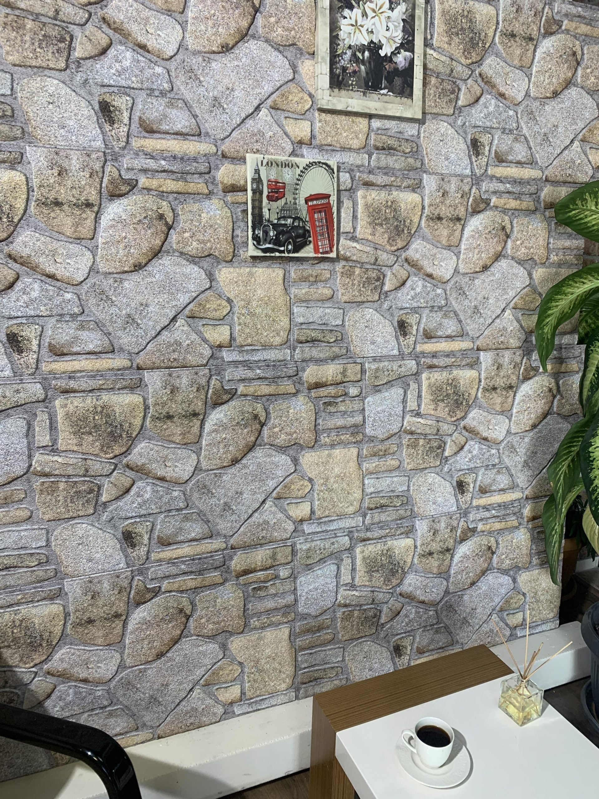 Outlet Gold Lilac Stone Look Wall Paneling, Styrofoam Facing, Single Panel, Covers 5.4 sq ft