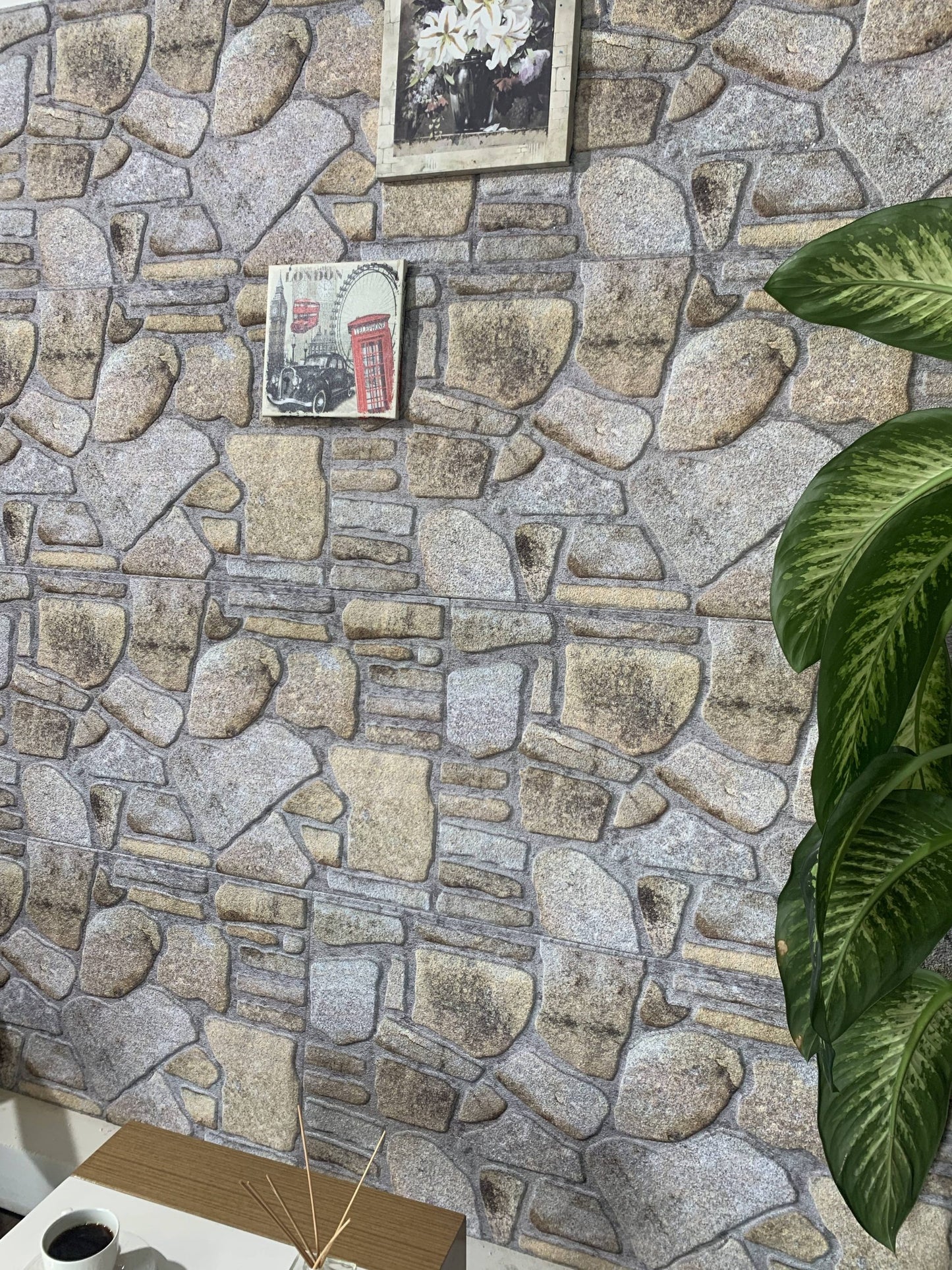 Outlet Gold Lilac Stone Look Wall Paneling, Styrofoam Facing, Single Panel, Covers 5.4 sq ft