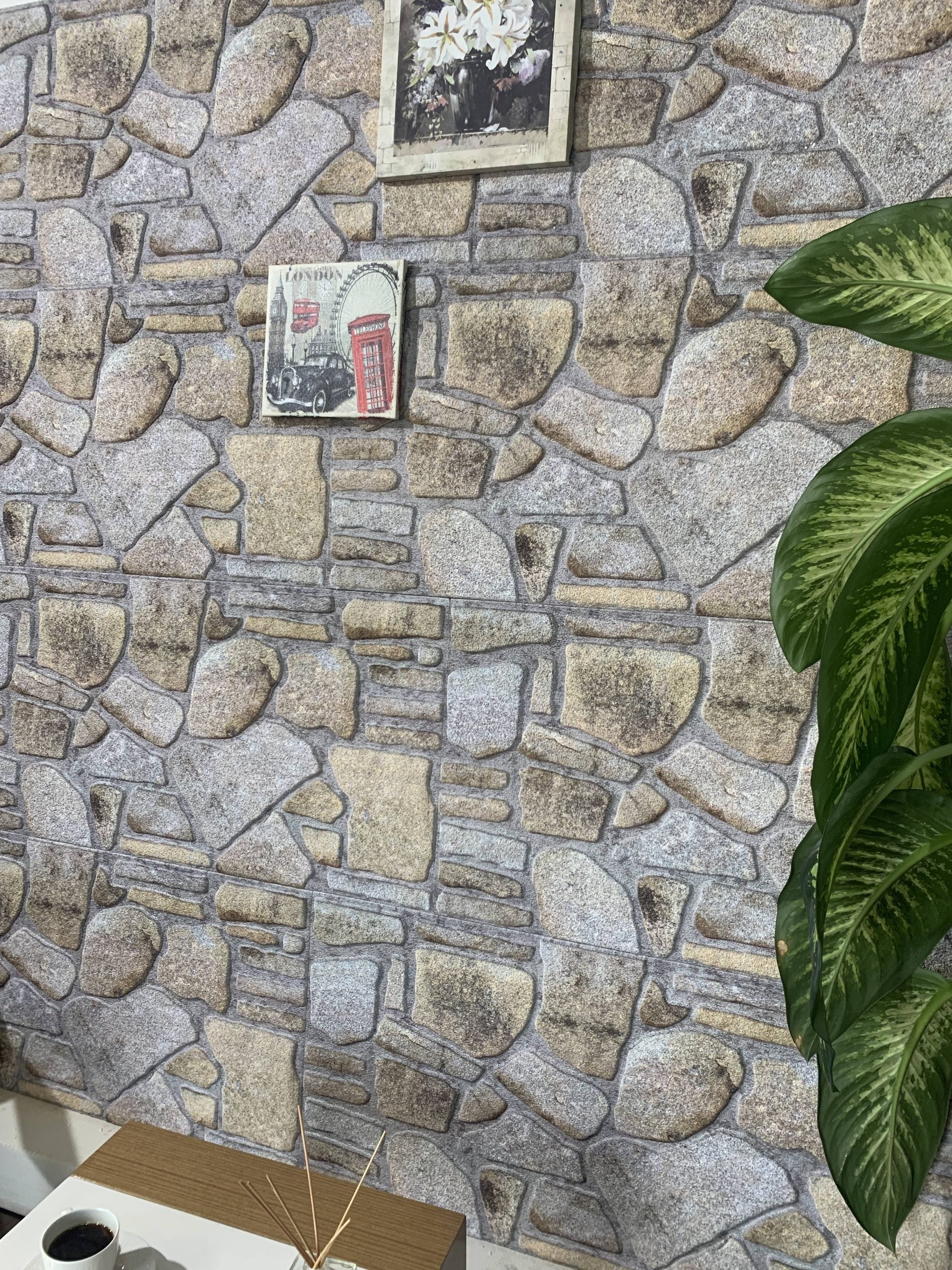 Outlet Gold Lilac Stone Look Wall Paneling, Styrofoam Facing, Single Panel, Covers 5.4 sq ft