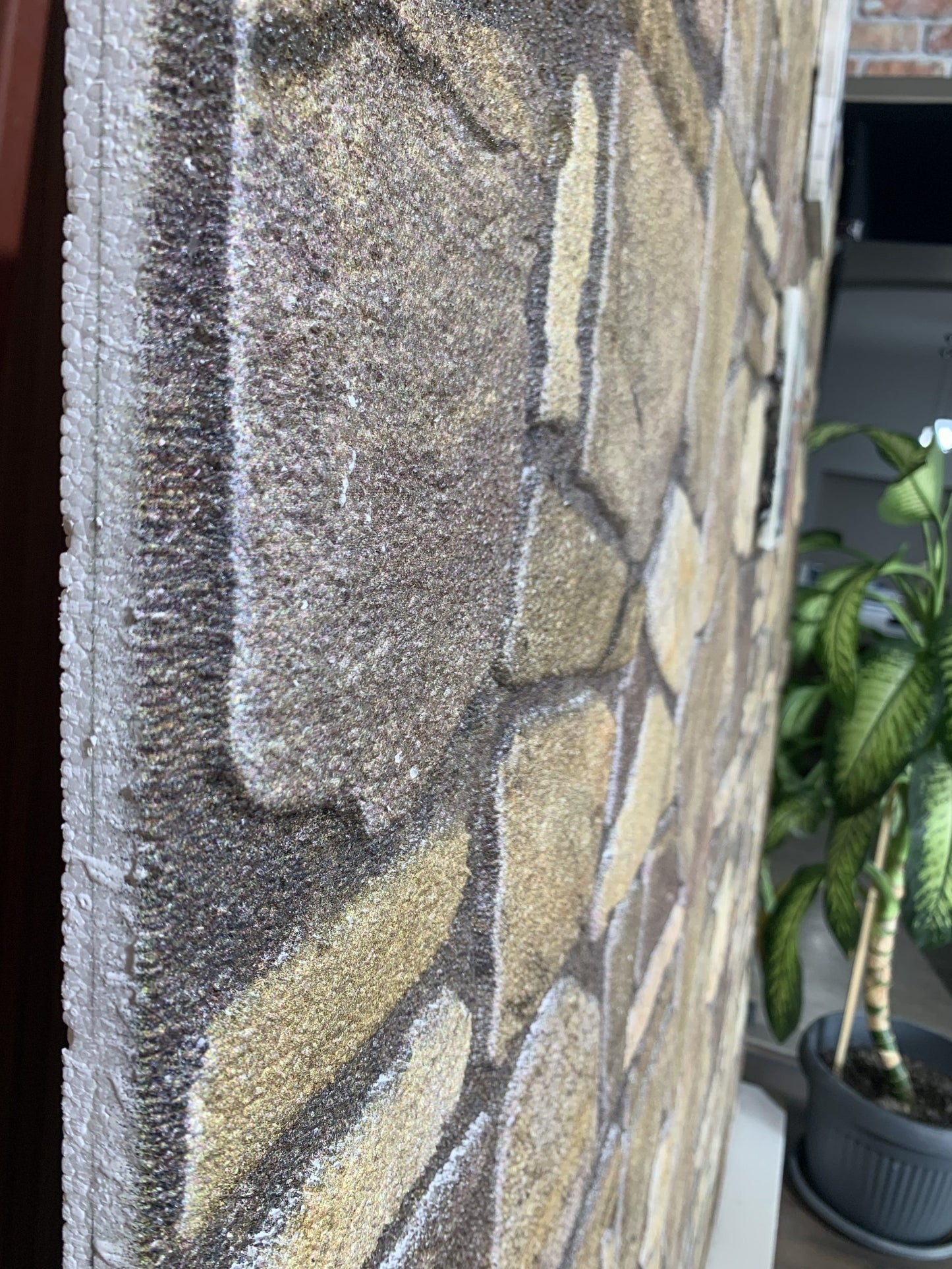 Outlet Brown Hazel Gold Stone Look Wall Paneling, Styrofoam Facing, Single Panel, Covers 5.4 sq ft