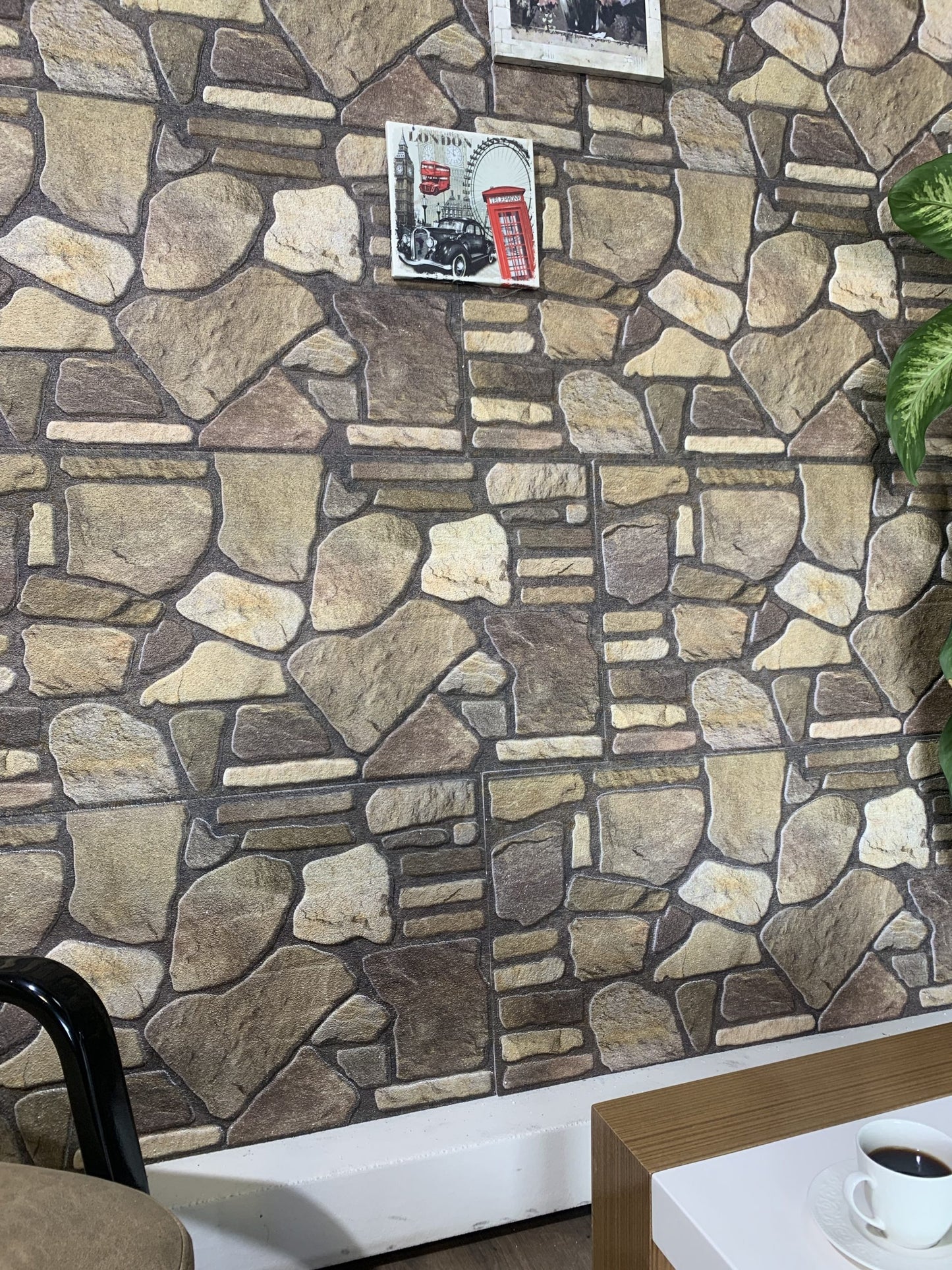 Outlet Brown Hazel Gold Stone Look Wall Paneling, Styrofoam Facing, Single Panel, Covers 5.4 sq ft