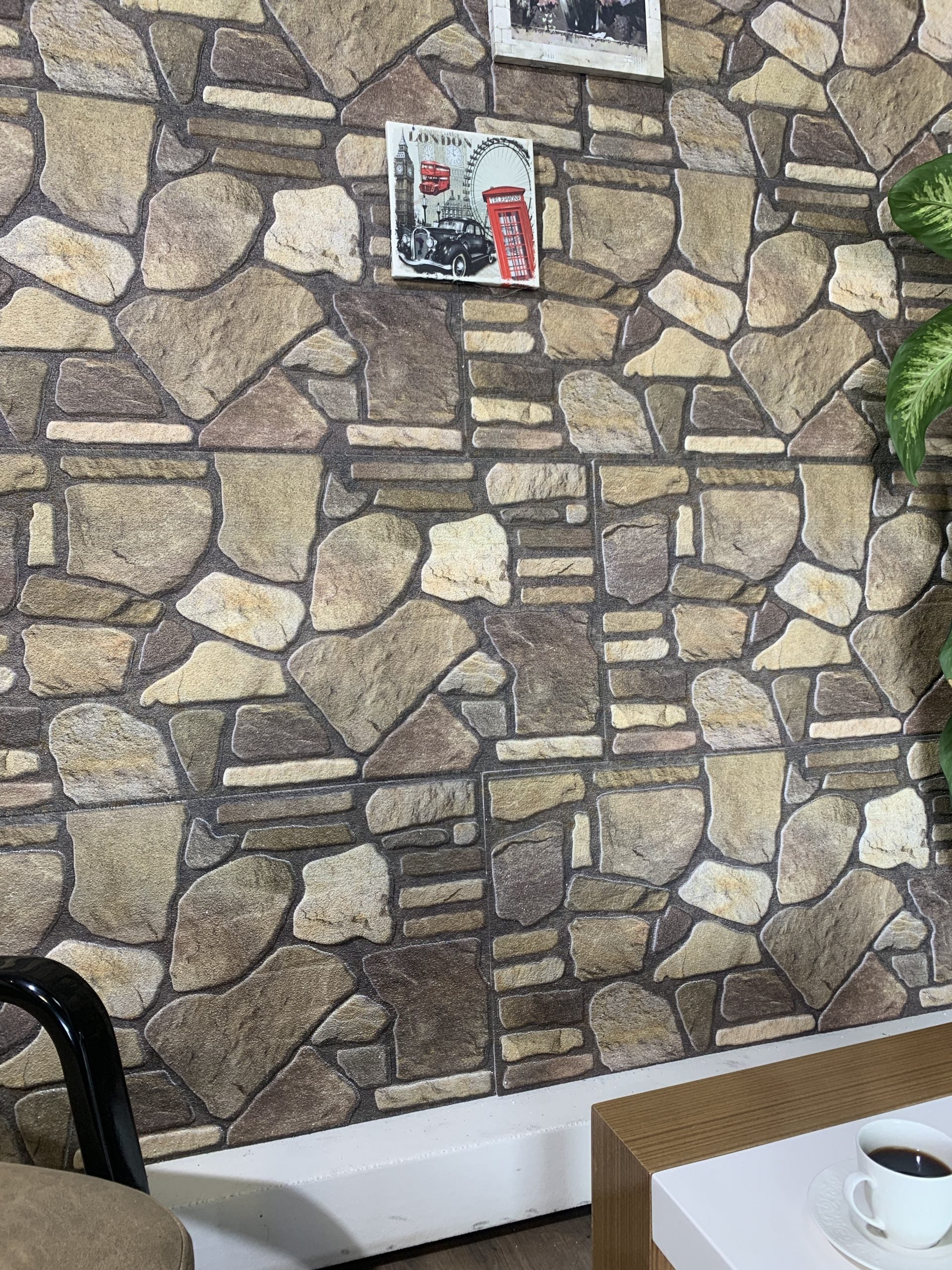 Outlet Brown Hazel Gold Stone Look Wall Paneling, Styrofoam Facing, Single Panel, Covers 5.4 sq ft