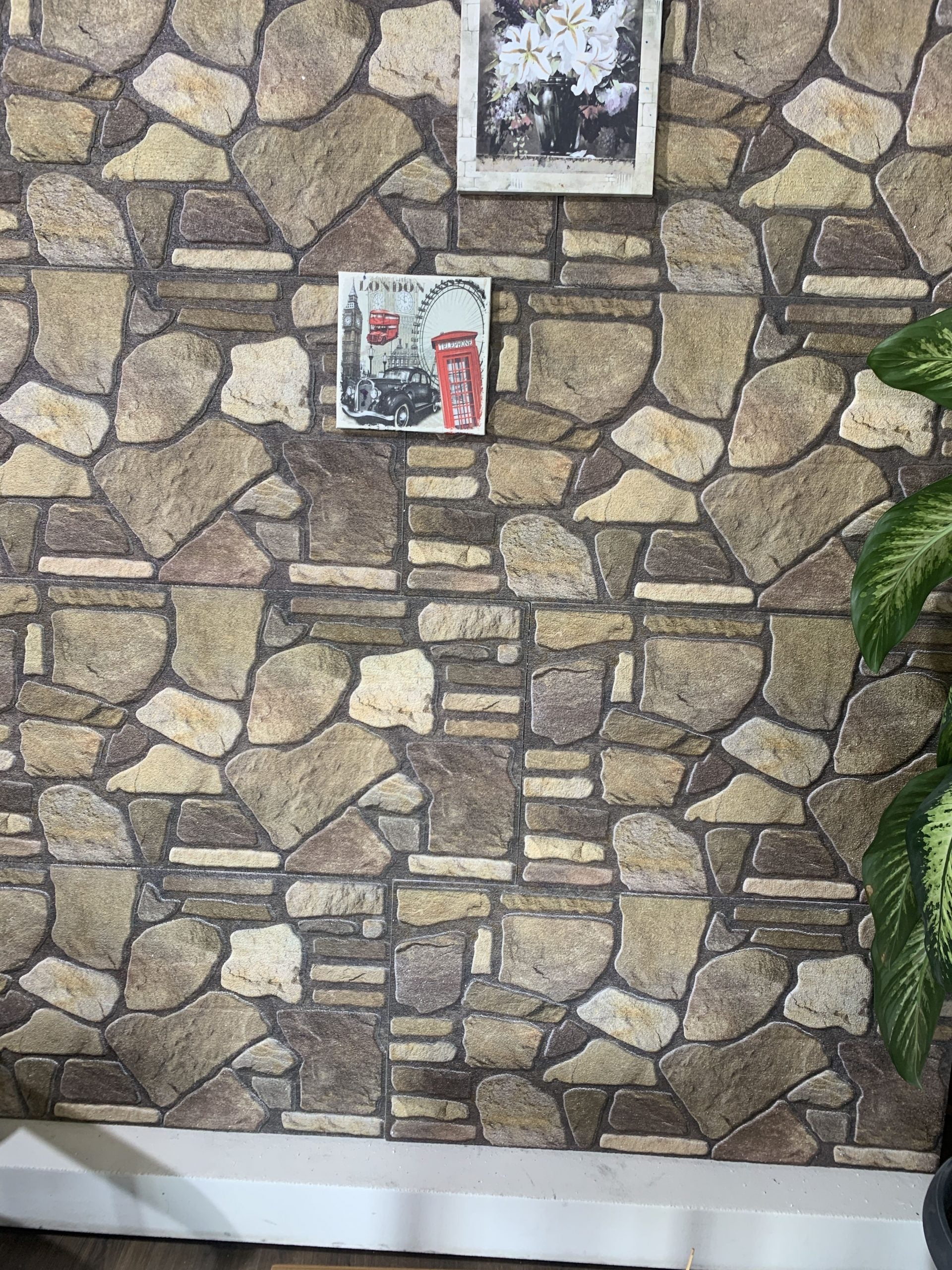 Outlet Brown Hazel Gold Stone Look Wall Paneling, Styrofoam Facing, Single Panel, Covers 5.4 sq ft