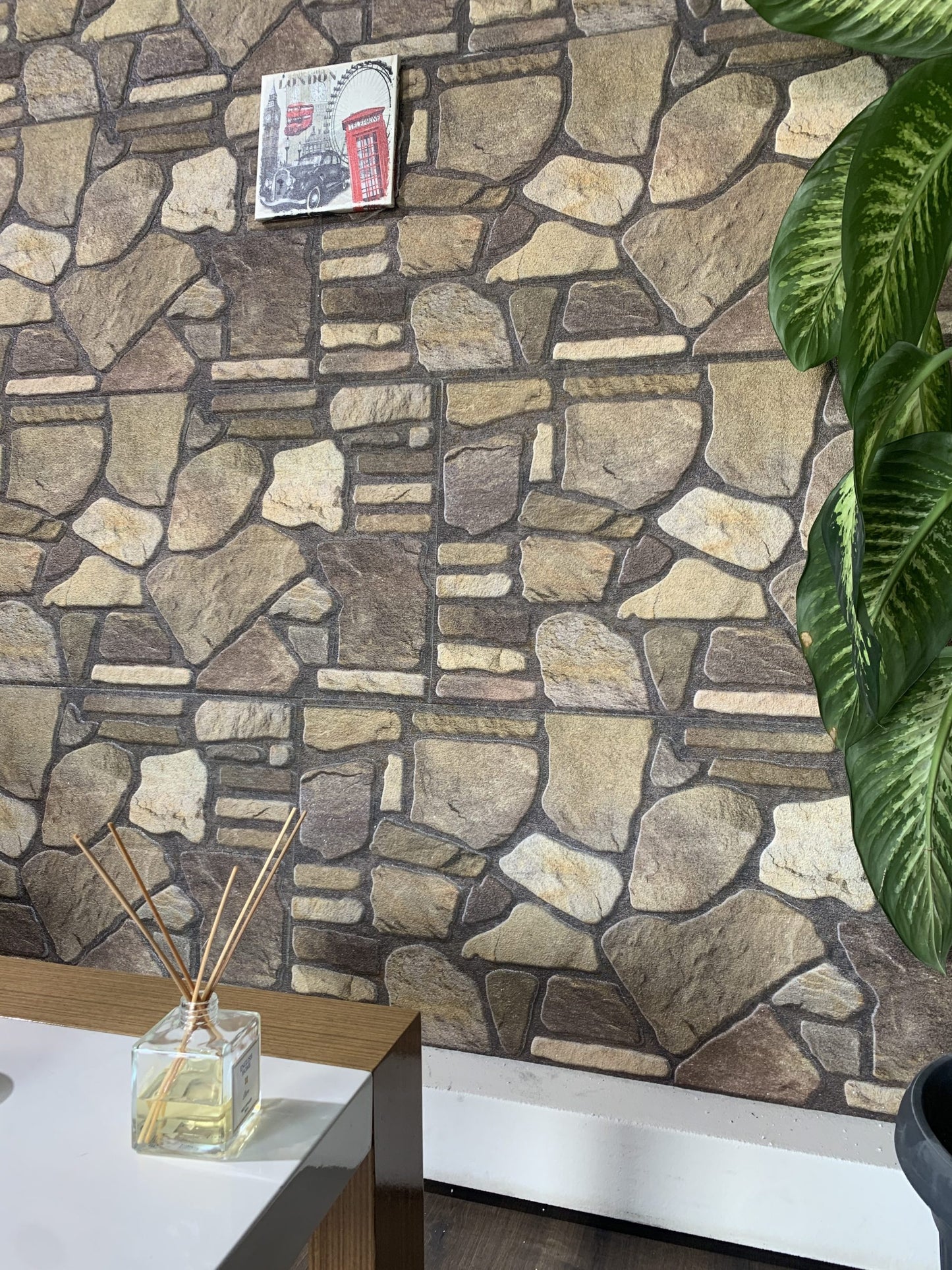 Outlet Brown Hazel Gold Stone Look Wall Paneling, Styrofoam Facing, Single Panel, Covers 5.4 sq ft