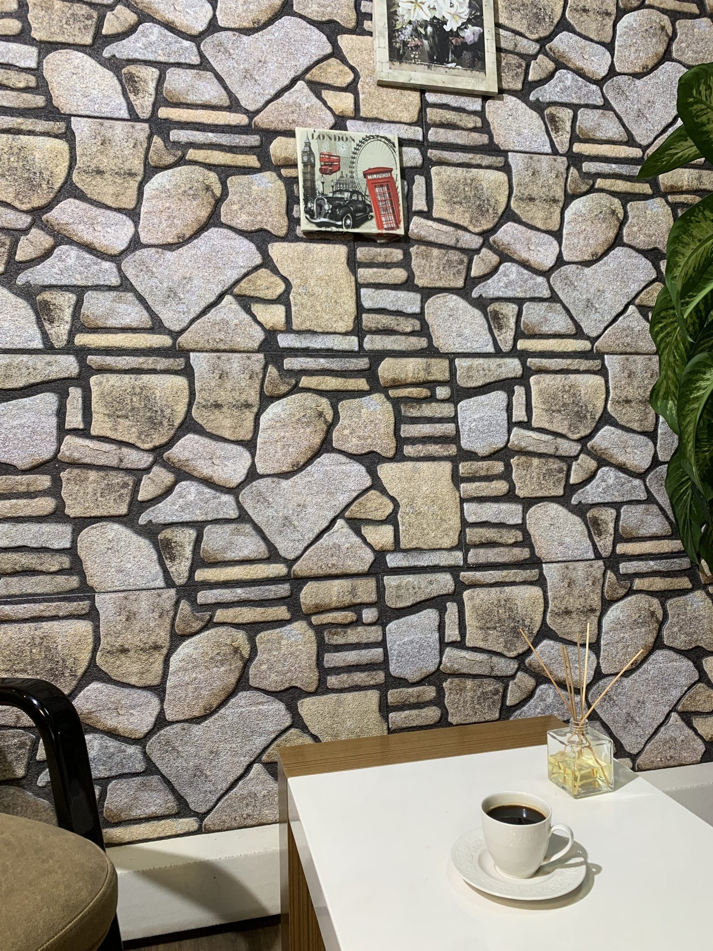 Dundee Deco 3D Wall Panels - Cladding, Ochre Brown Stone Look Wall Paneling, Styrofoam Facing for Interior and Exterior Applications, DIY, Set of 10, Covers 54 sq ft