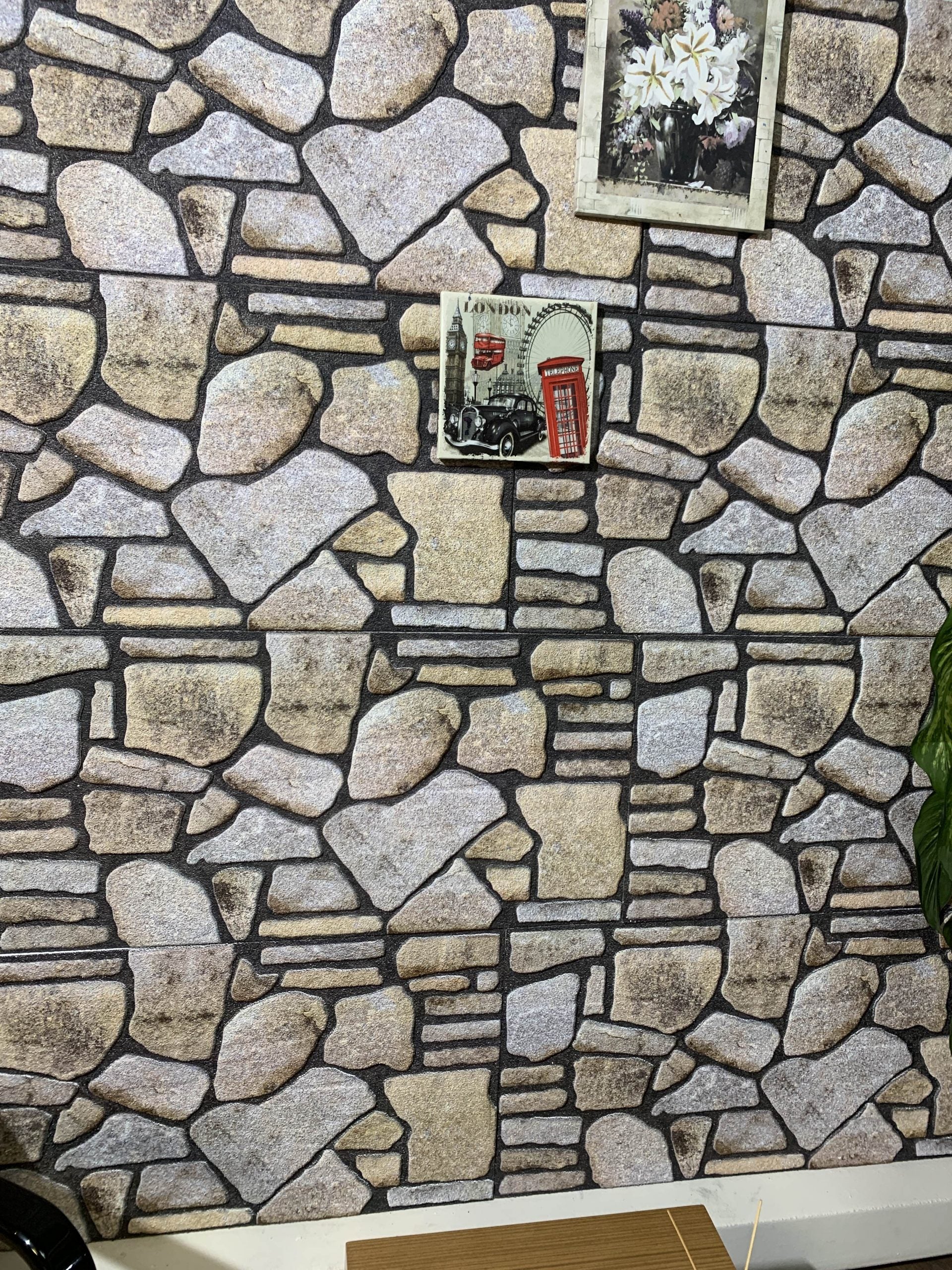 Outlet Ochre Brown Stone Look Wall Paneling, Styrofoam Facing, Single Panel, Covers 5.4 sq ft