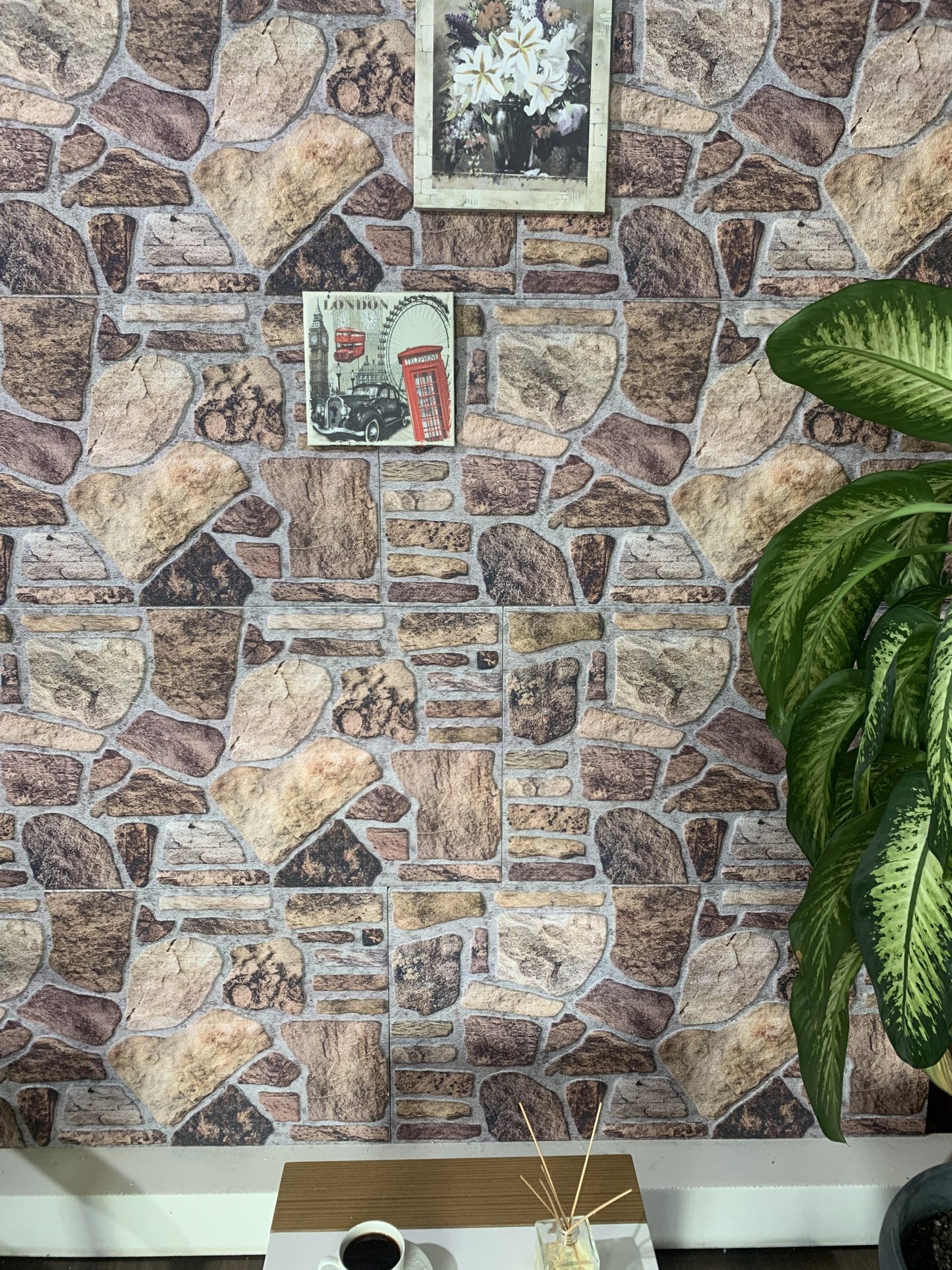 Dundee Deco 3D Wall Panels - Cladding, Shades of Brown Grey Stone Look Wall Paneling, Styrofoam Facing for Interior and Exterior, DIY, Set of 10, Covers 54 sq ft