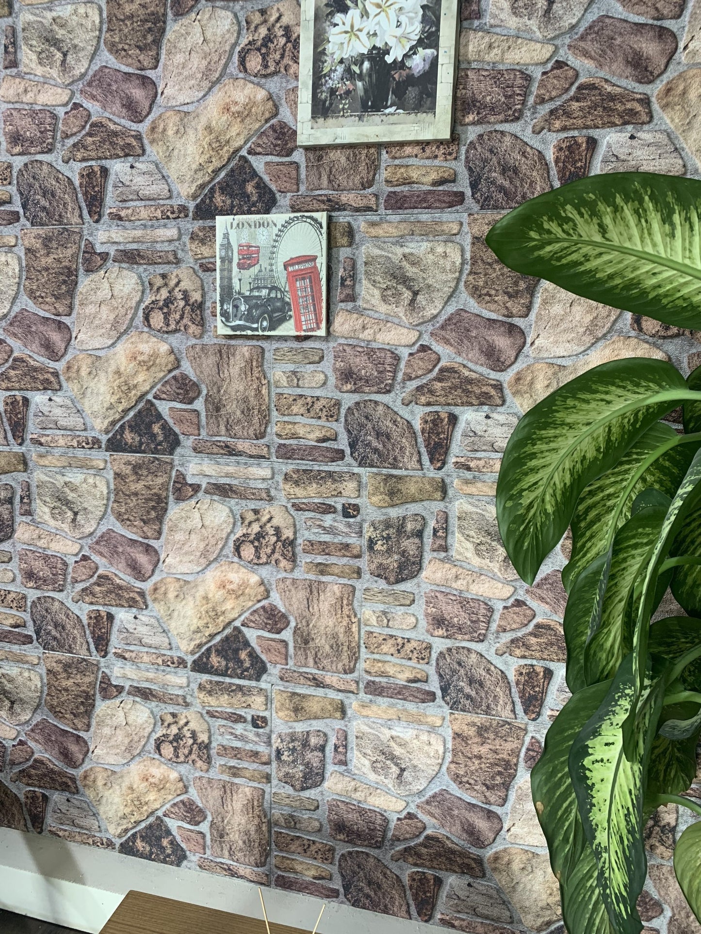 Outlet Shades of Brown Grey Stone Look Wall Paneling, Styrofoam Facing, Single Panel, Covers 5.4 sq ft