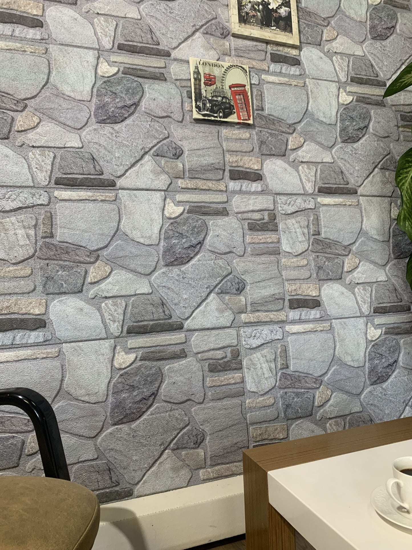 Outlet Grey Mauve Blue Stone Look Wall Paneling, Styrofoam Facing, Single Panel, Covers 5.4 sq ft