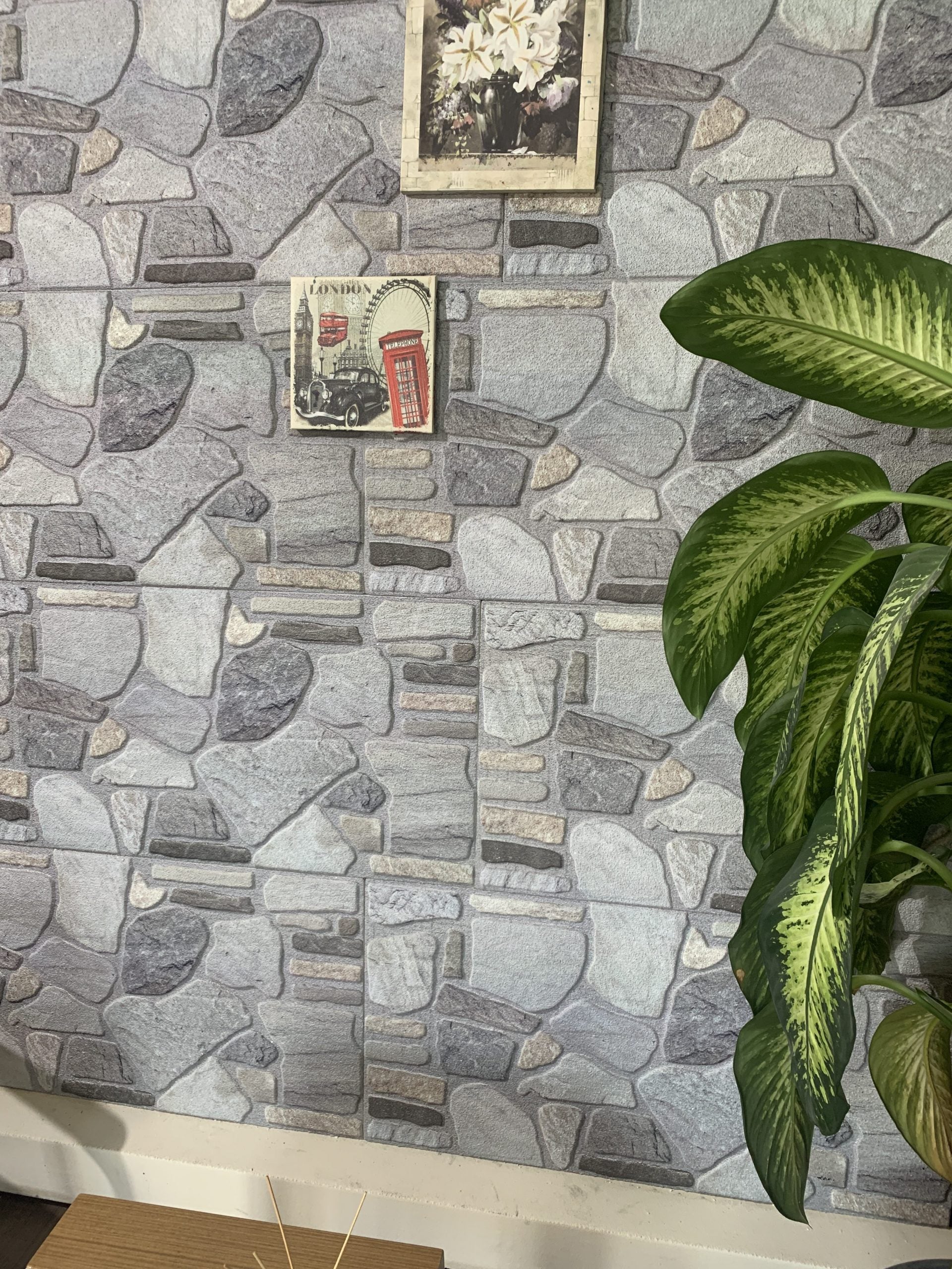 Outlet Grey Mauve Blue Stone Look Wall Paneling, Styrofoam Facing, Single Panel, Covers 5.4 sq ft