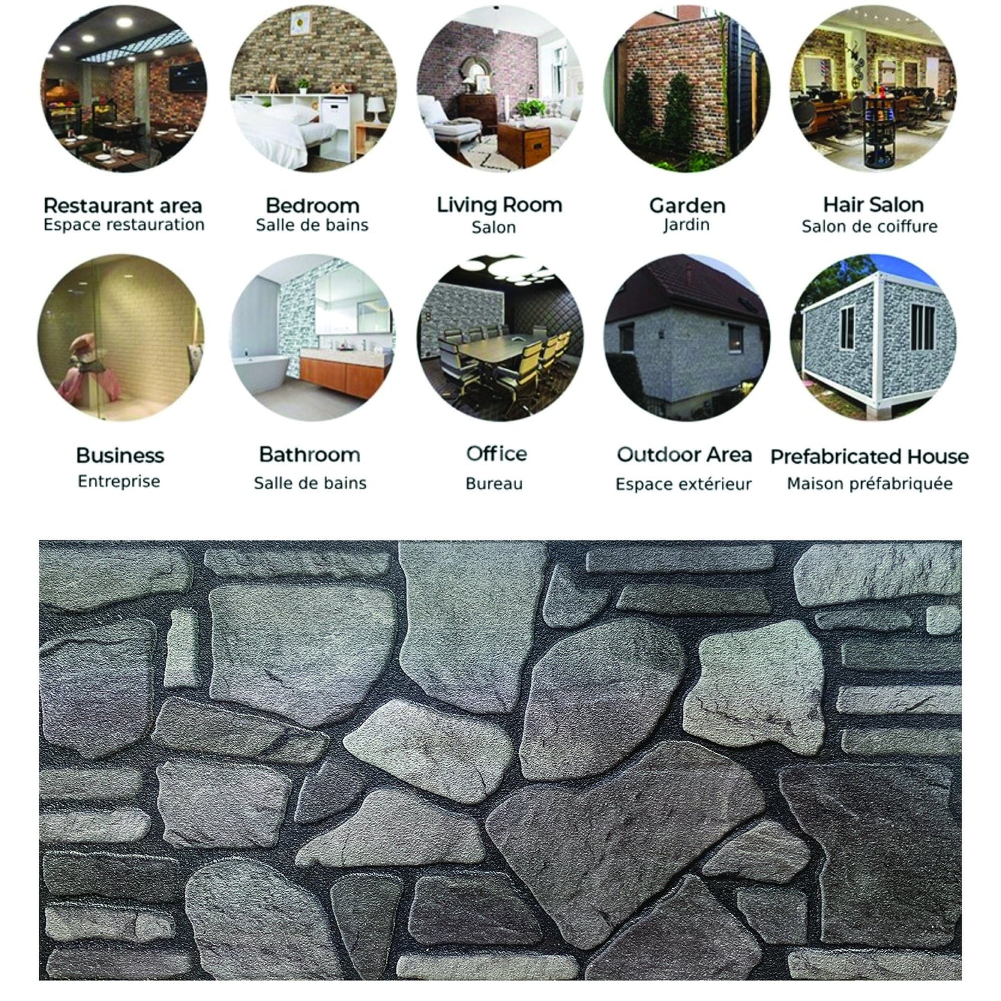 Outlet Grey Charcoal Ash Stone Look Wall Paneling, Styrofoam Facing, Single Panel, Covers 5.4 sq ft