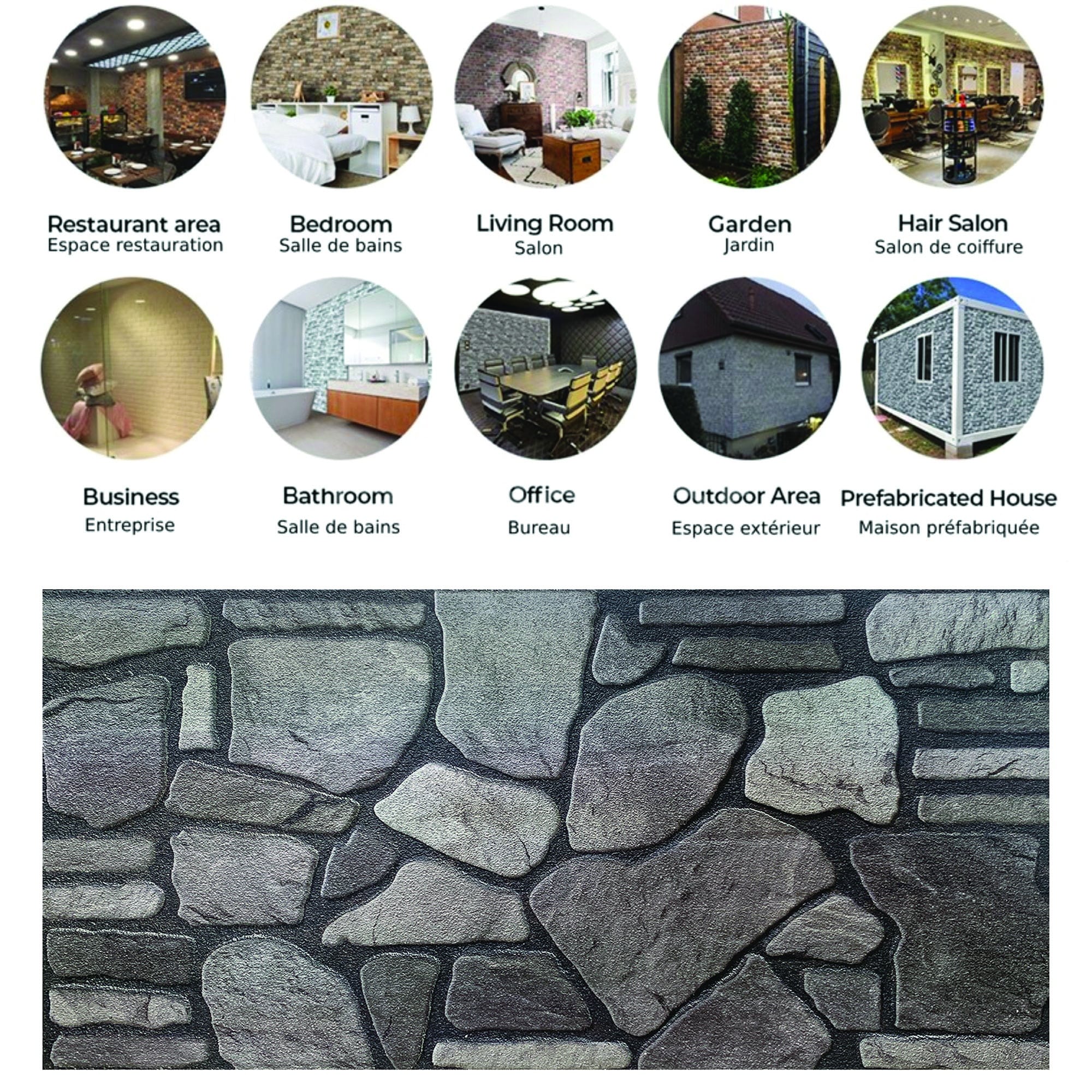 Outlet Grey Charcoal Ash Stone Look Wall Paneling, Styrofoam Facing, Single Panel, Covers 5.4 sq ft