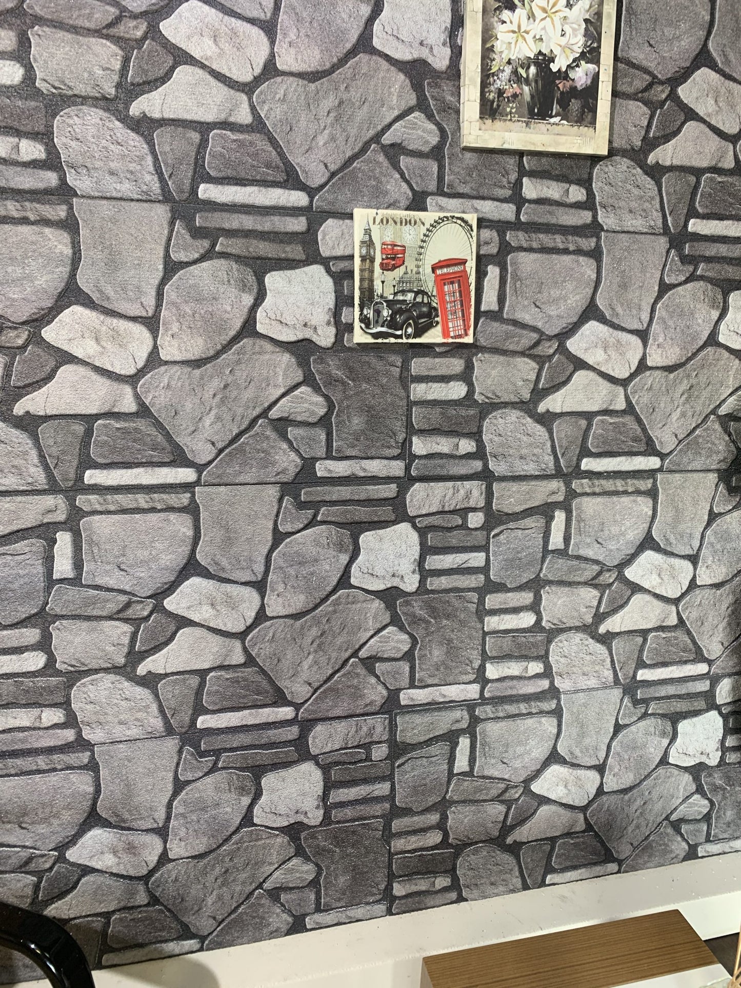 Dundee Deco 3D Wall Panels - Cladding, Grey Charcoal Ash Stone Look Wall Paneling, Styrofoam Facing for Interior and Exterior Applications, DIY, Set of 10, Covers 54 sq ft