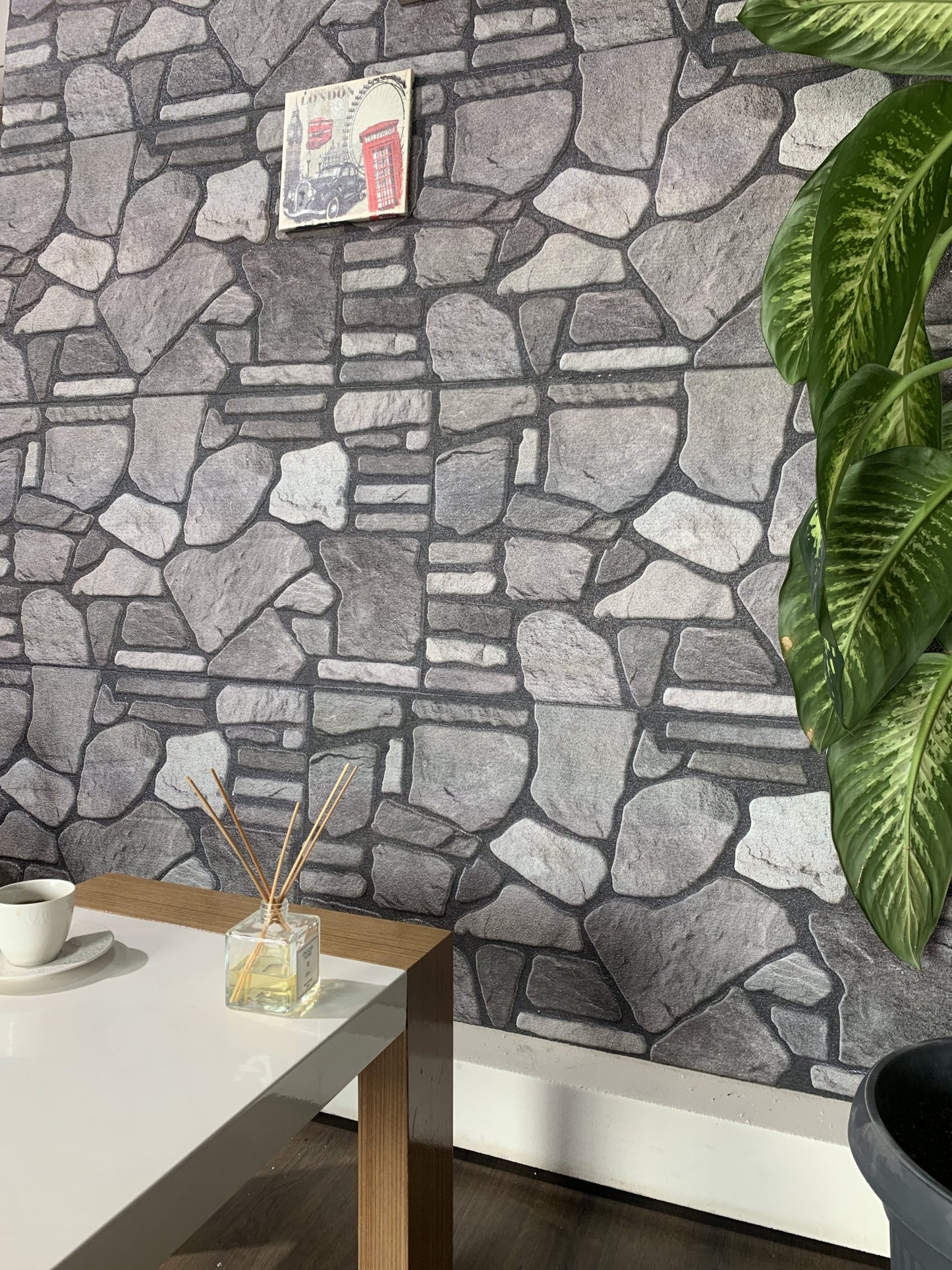 Outlet Grey Charcoal Ash Stone Look Wall Paneling, Styrofoam Facing, Single Panel, Covers 5.4 sq ft