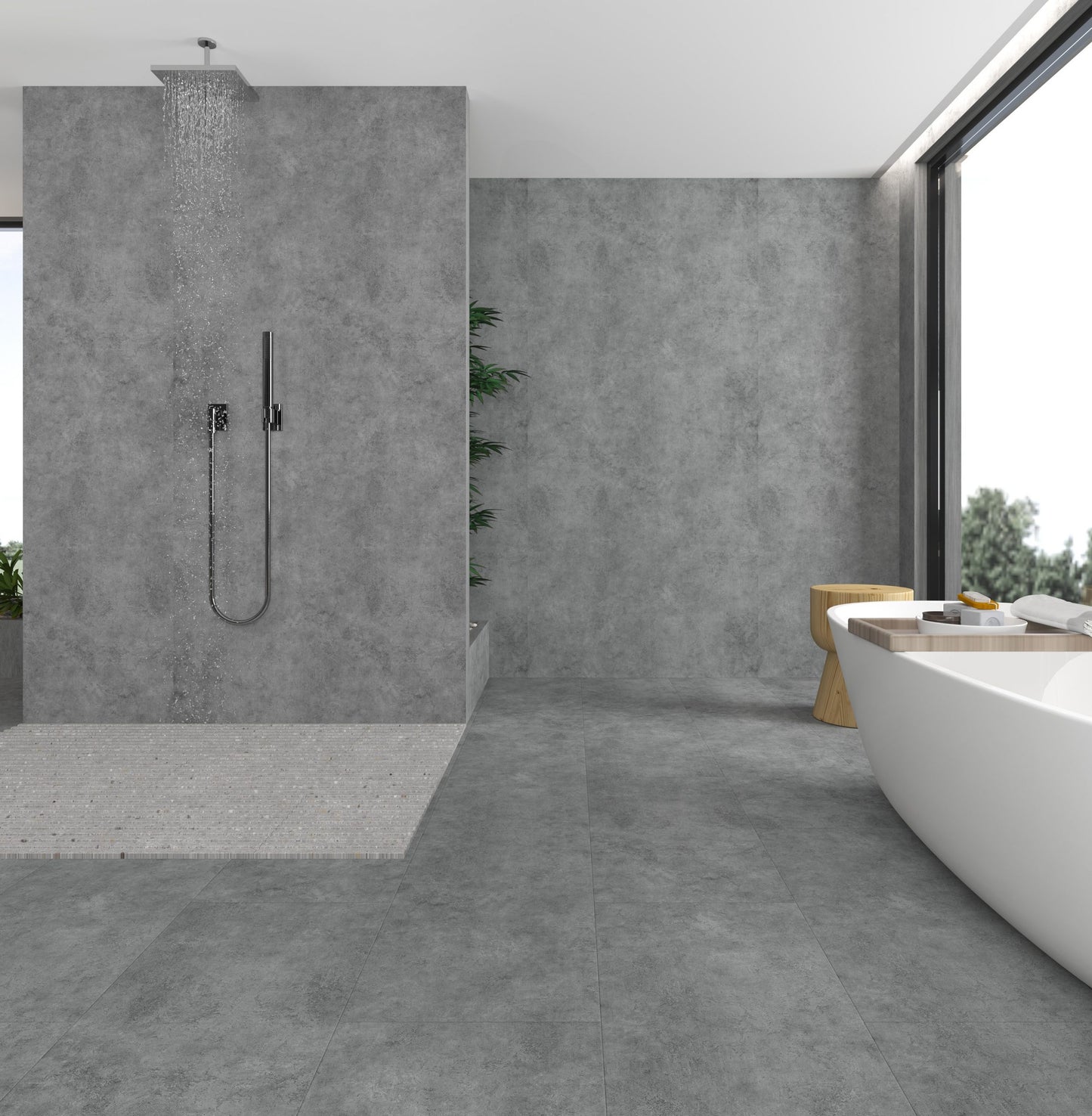 Faux Concrete Panels - 2 ft X 4 ft - Matte, Waterproof DIY Decorative Panels for Walls and Floors - Grey