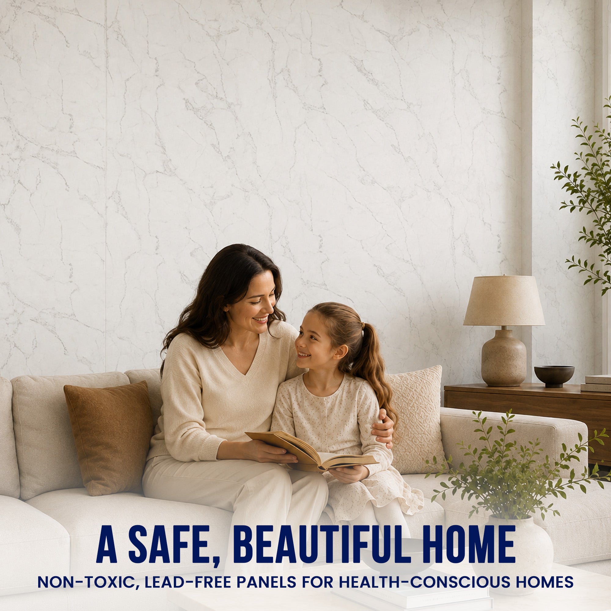 UV Marble Full Size Wall Panels 4ft x 9ft, High Gloss Panels - Backsplash, Bathroom, Accent Walls - White, Grey Veins