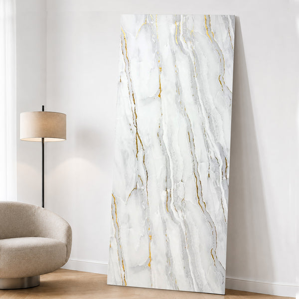 UV Marble Full Size Wall Panels 4ft x 9ft, High Gloss Panels - Backsplash, Bathroom, Accent Walls - Grey, Gold Veins