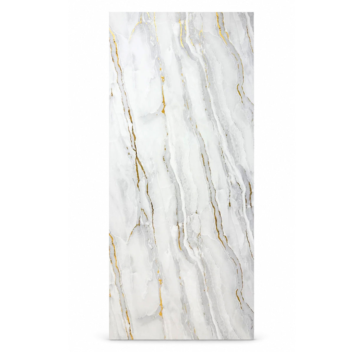 UV Marble Full Size Wall Panels 4ft x 9ft, High Gloss Panels - Backsplash, Bathroom, Accent Walls - Grey, Gold Veins