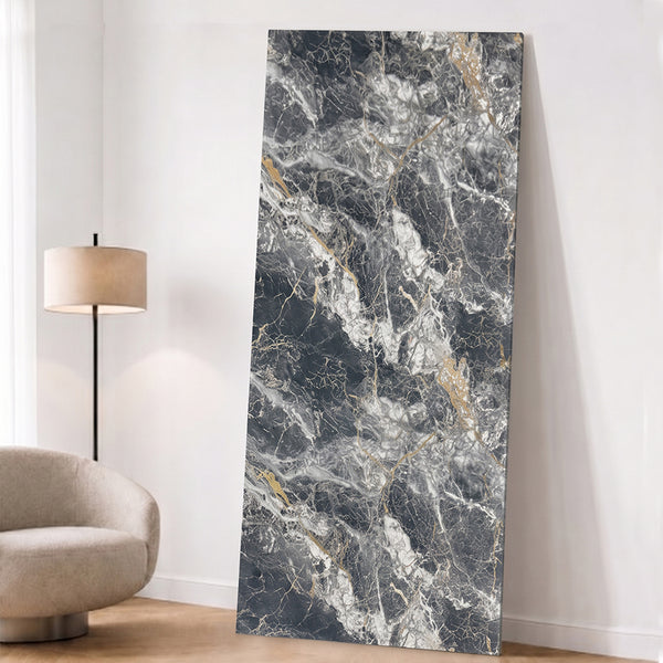 UV Marble Full Size Wall Panels 4ft x 9ft, High Gloss Panels - Backsplash, Bathroom, Accent Walls - Black, White, Gold Veins