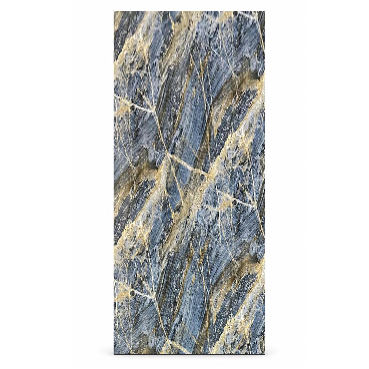 UV Marble Full Size Wall Panels 4ft x 9ft, High Gloss Panels - Backsplash, Bathroom, Accent Walls - Blue, Gold Veins