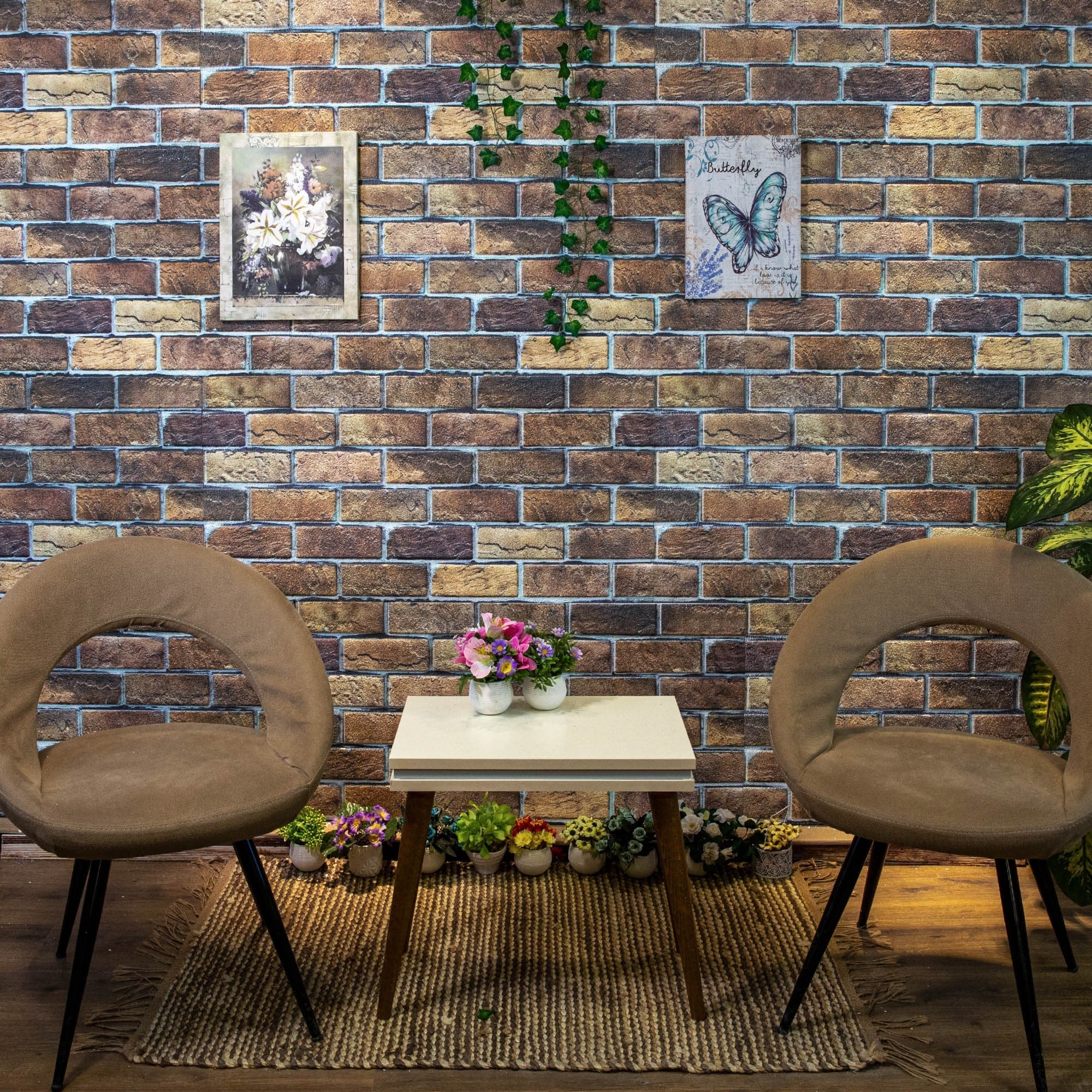 Dundee Deco 3D Wall Panels Brick Effect - Cladding, Beige Brown Stone Look Wall Paneling, Styrofoam Facing for Living Room, Kitchen, Bathroom, Balcony, Bedroom, Set of 10, Covers 54 sq ft