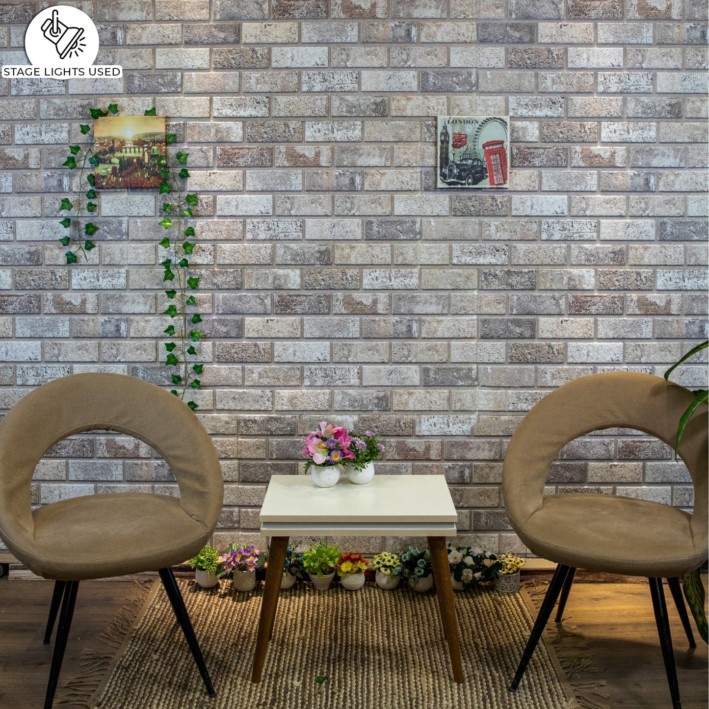 3D Wall Panels Brick Effect - Cladding, Red Brown Grey Stone Look Wall Paneling, Styrofoam Facing for Living room, Kitchen, Bathroom, Balcony, Bedroom, Set of 10, Covers 53 sq ft