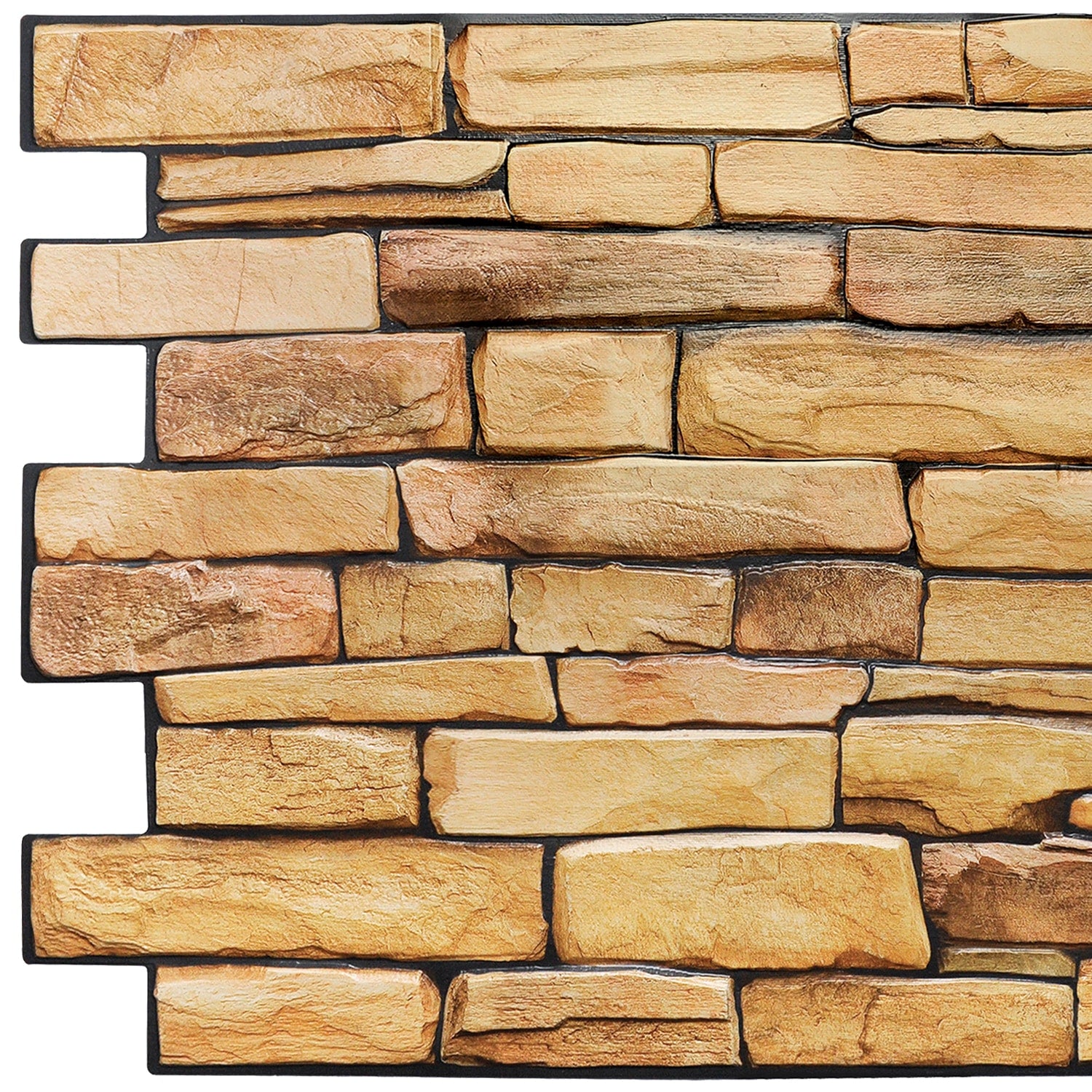 Yellow Faux Slate, 3.2 ft x 1.6 ft, PVC 3D Wall Panel, Interior Design Wall Paneling Decor, 5.3 sq. ft. - Single