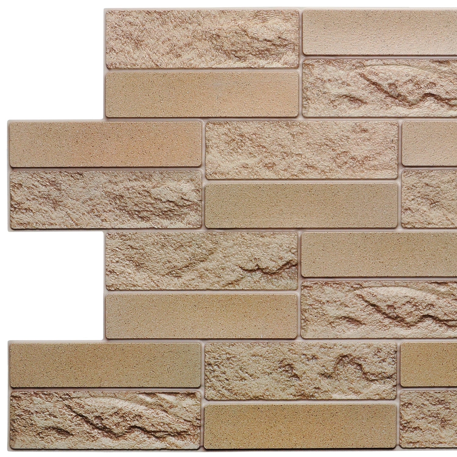 PVC 3D Wall Panel, Faux Brick, 3.2 ft x 1.6 ft, Glue-on, Splashproof