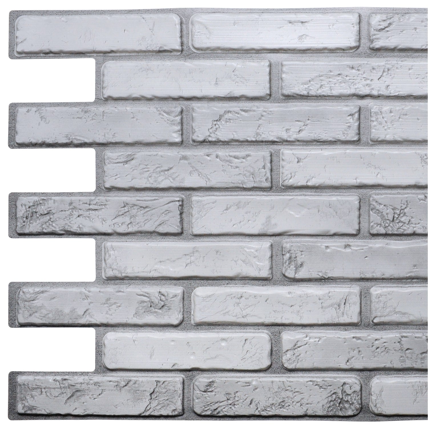 Off White Grey Faux Brick, 3.2 ft x 1.6 ft, PVC 3D Wall Panel, Interior Design Wall Paneling Decor, 5.2 sq. ft. - Single