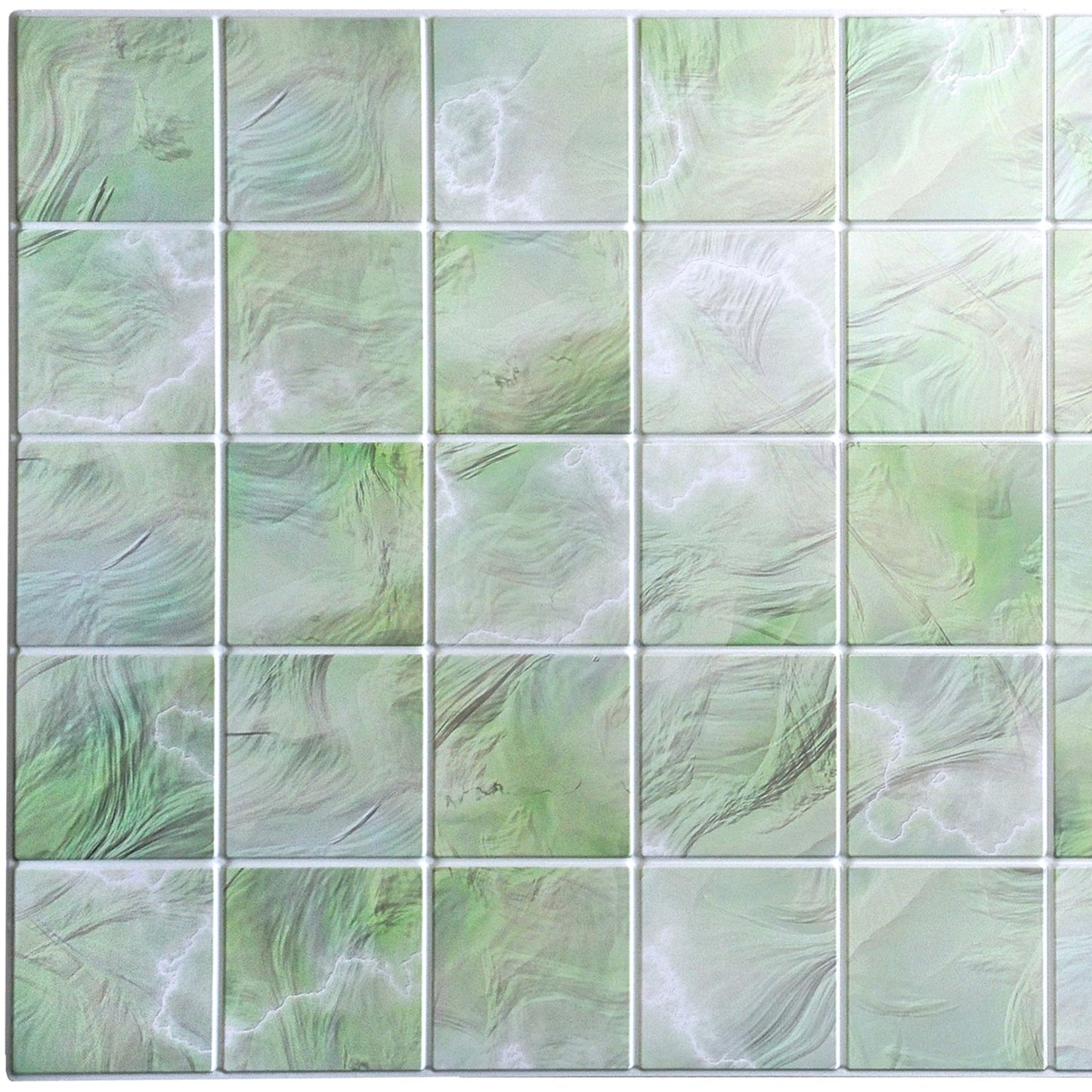 All Shades of Green Faux Pearl Squares, 3.2 ft x 1.6 ft, PVC 3D Wall Panel, Interior Design Wall Paneling Decor, 5 sq. ft. - Single