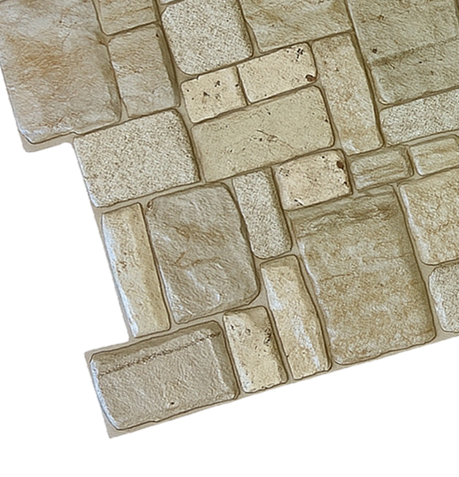 Light Beige Faux Limestone, 3.2 ft x 1.6 ft, PVC 3D Wall Panel, Interior Design Wall Paneling Decor, 5.3 sq. ft. - Single