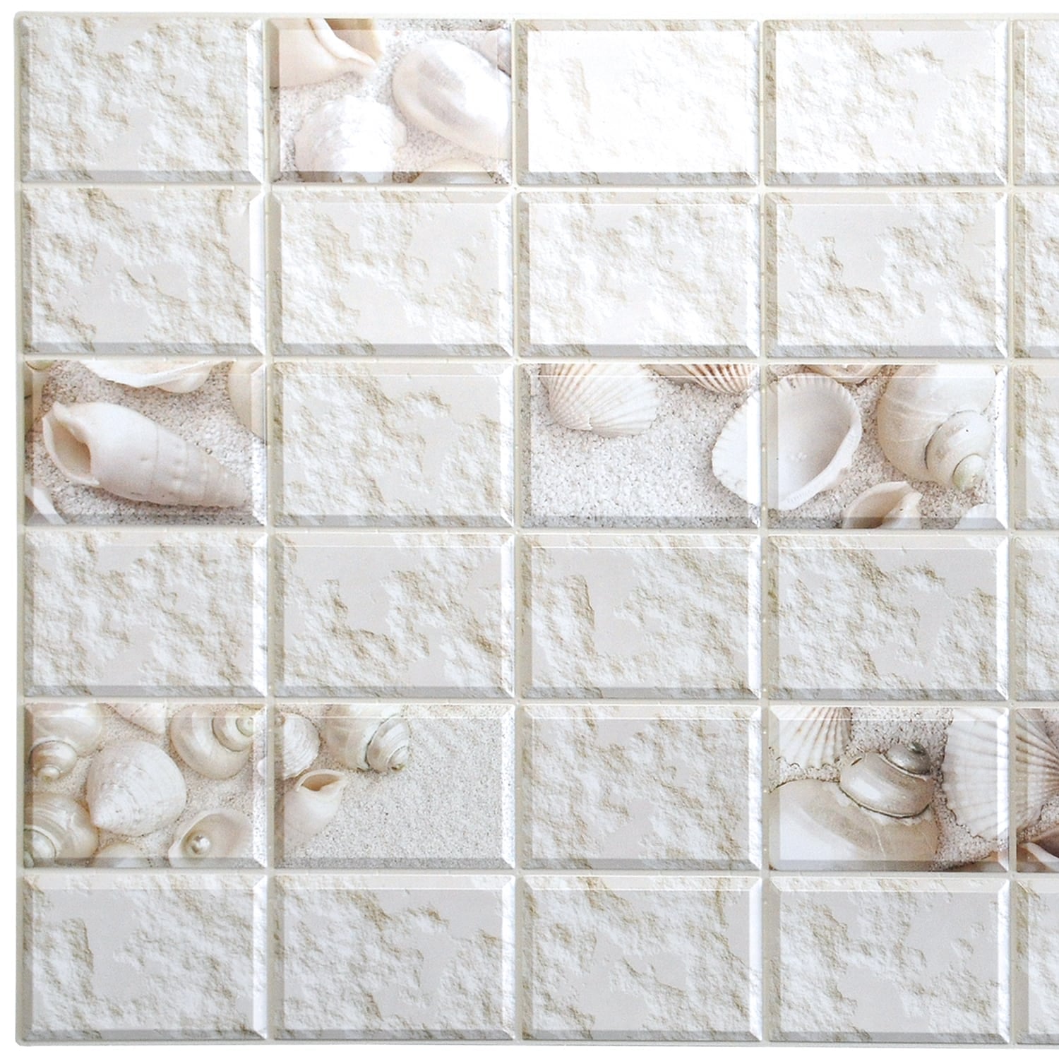 Distressed Pvc PVC 3D Wall Panel, Distressed Stone Shells, 3.2 ft x 1.6 ft, Glue-on,