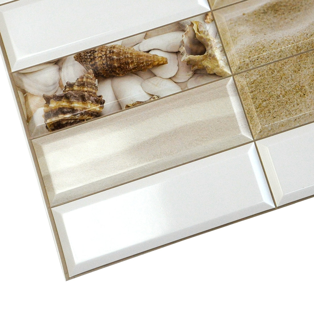 PVC 3D Wall Panel, Faux Pearl Shells, 3.1 ft x 1.6 ft, Glue-on, Splash