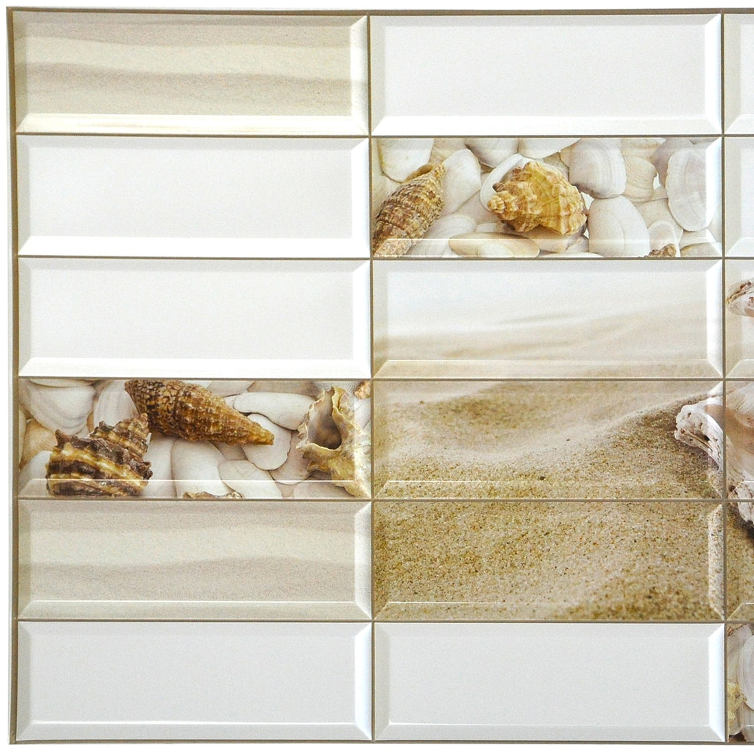 PVC 3D Wall Panel, Faux Pearl Shells, 3.1 ft x 1.6 ft, Glue-on, Splash