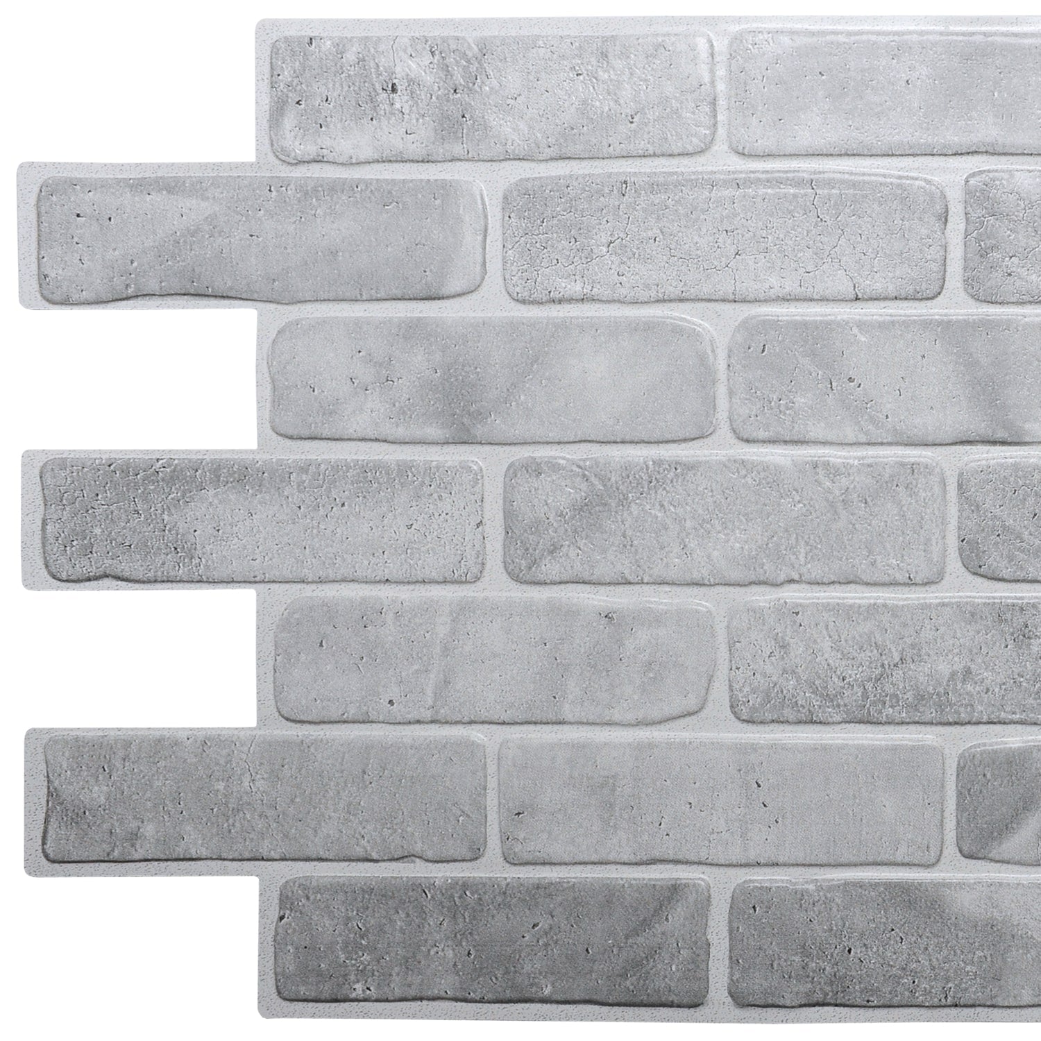 Vintage Grey Faux Brick, 3.4 ft x 1.6 ft, PVC 3D Wall Panel, Interior Design Wall Paneling Decor, 5.5 sq. ft. - Single