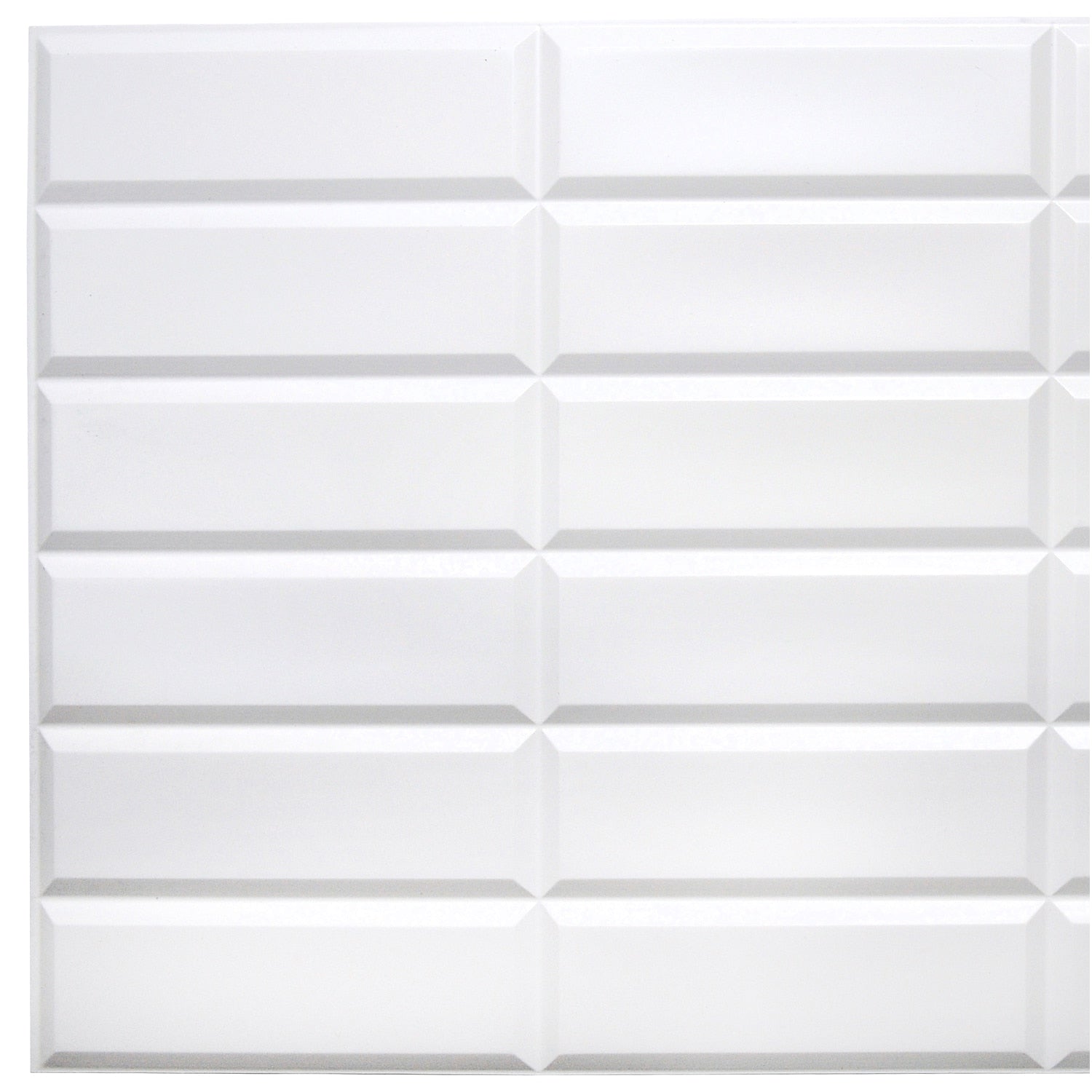 Stacked White Faux Tile PVC 3D Wall Panel, 3.1 ft X 1.6 ft (96cm X 48cm), Interior Design Wall Paneling Decor, 4.9 sq. ft. (0.46 sq. m) each - Single