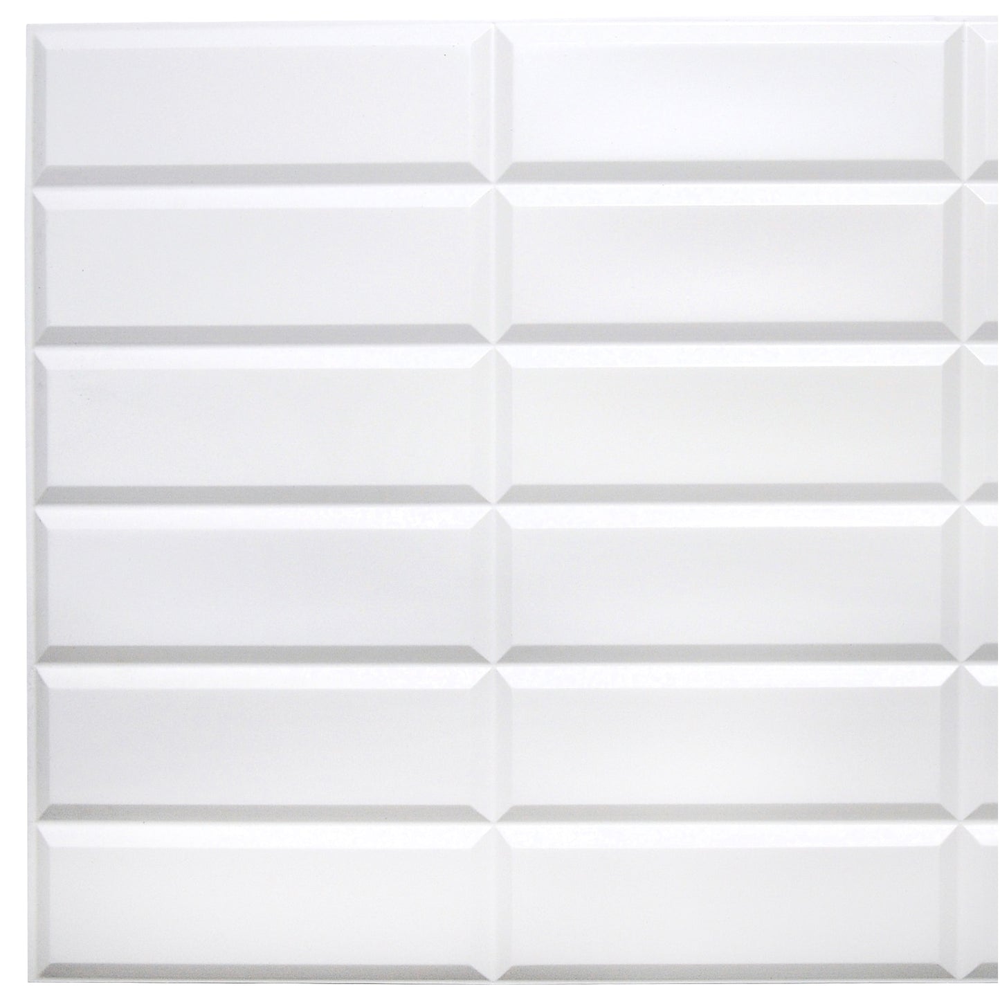 Stacked White Faux Tile PVC 3D Wall Panel, 3.1 ft X 1.6 ft (96cm X 48cm), Interior Design Wall Paneling Decor, 4.9 sq. ft. (0.46 sq. m) each - Single