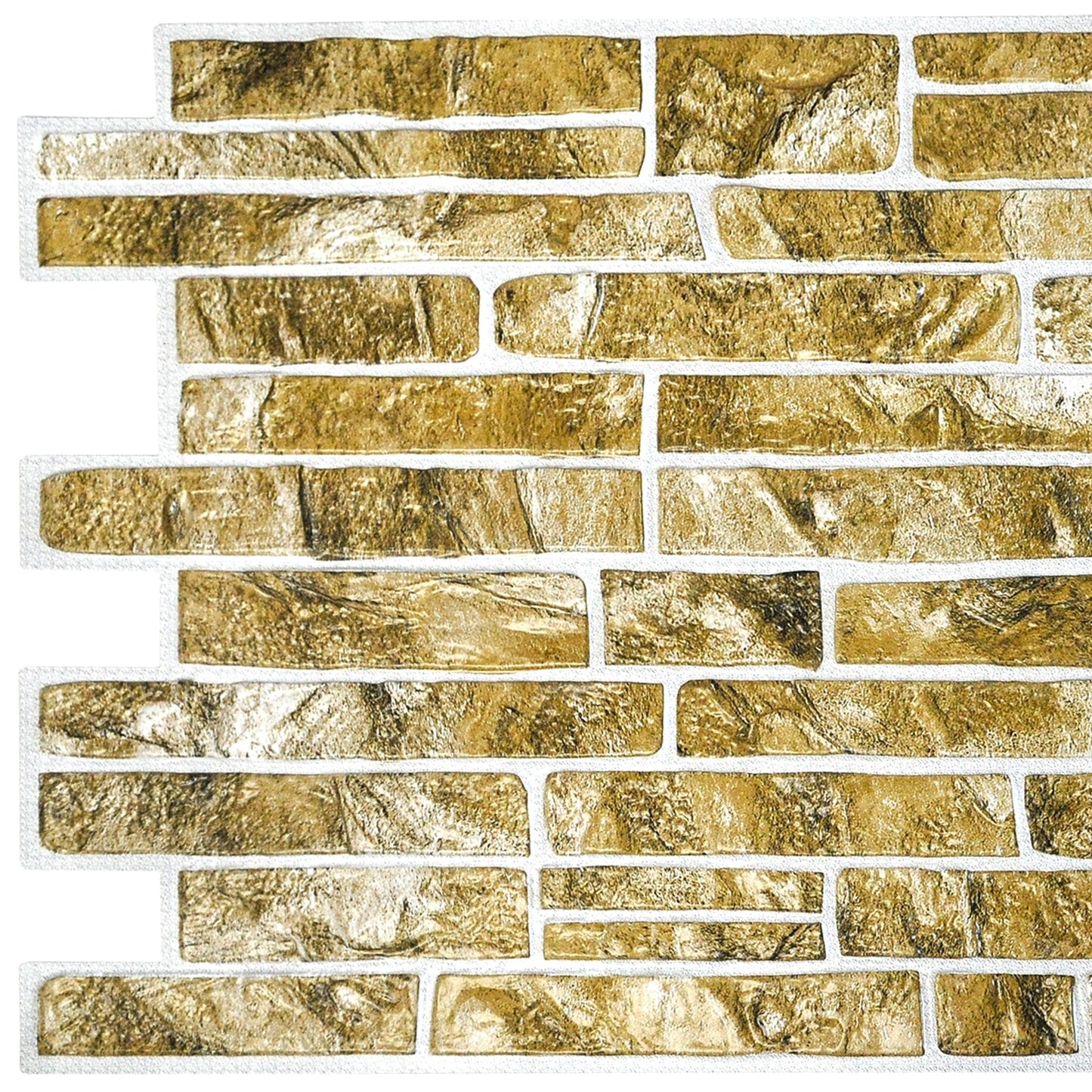 Greenish Gold Faux Slate, 3.4 ft x 1.6 ft, PVC 3D Wall Panel, Interior Design Wall Paneling Decor, 5.4 sq. ft. - Single