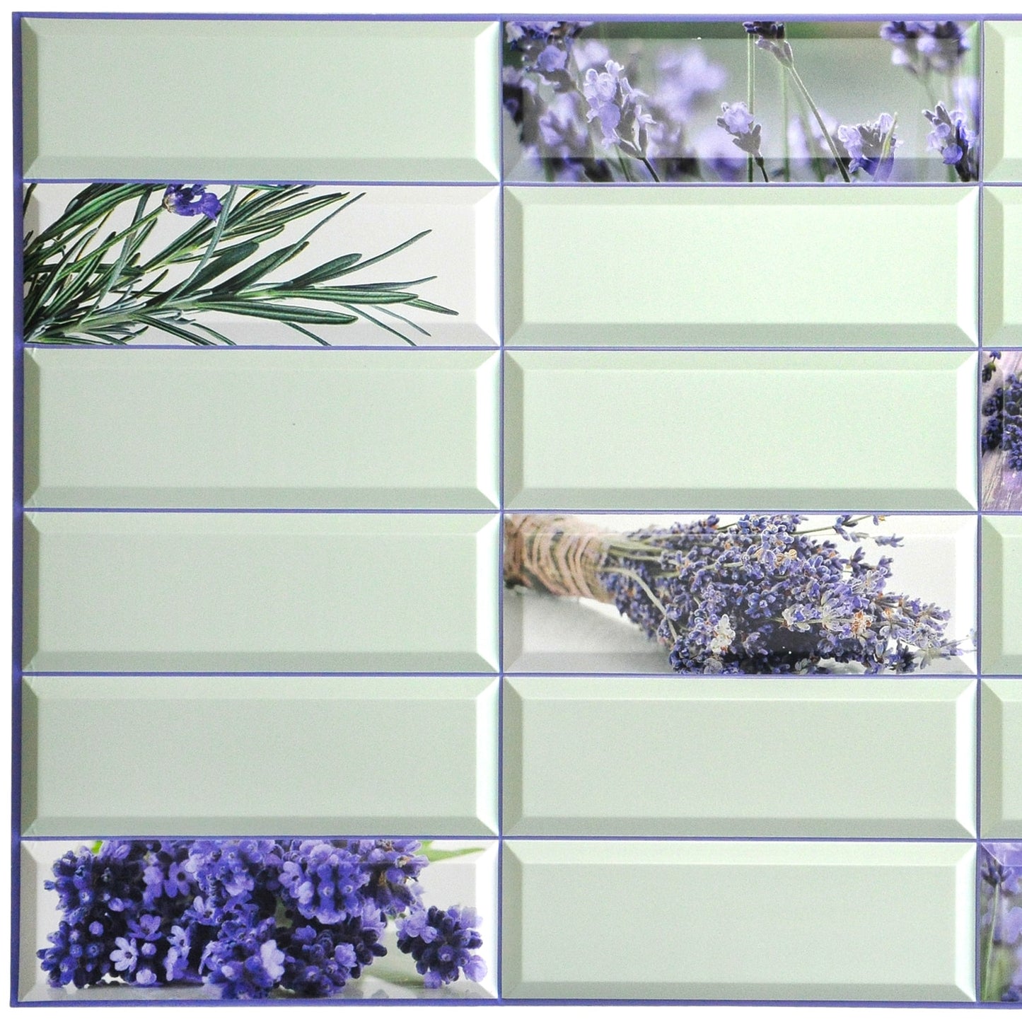 Violet Green Faux Lavender Flowers, 3.1 ft x 1.6 ft, PVC 3D Wall Panel, Interior Design Wall Paneling Decor, 4.9 sq. ft. - Single