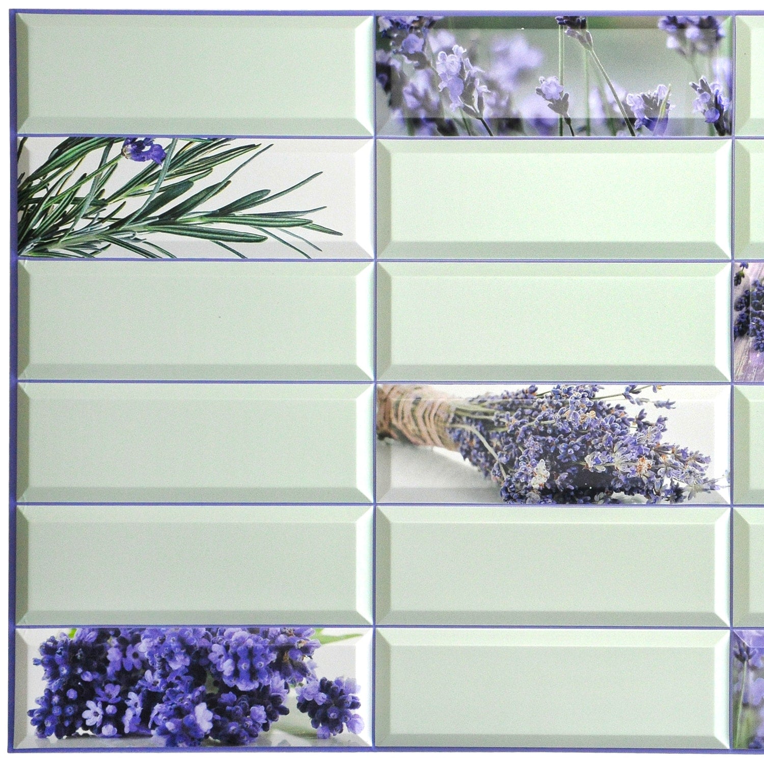 Violet Green Faux Lavender Flowers, 3.1 ft x 1.6 ft, PVC 3D Wall Panel, Interior Design Wall Paneling Decor, 4.9 sq. ft. - Single